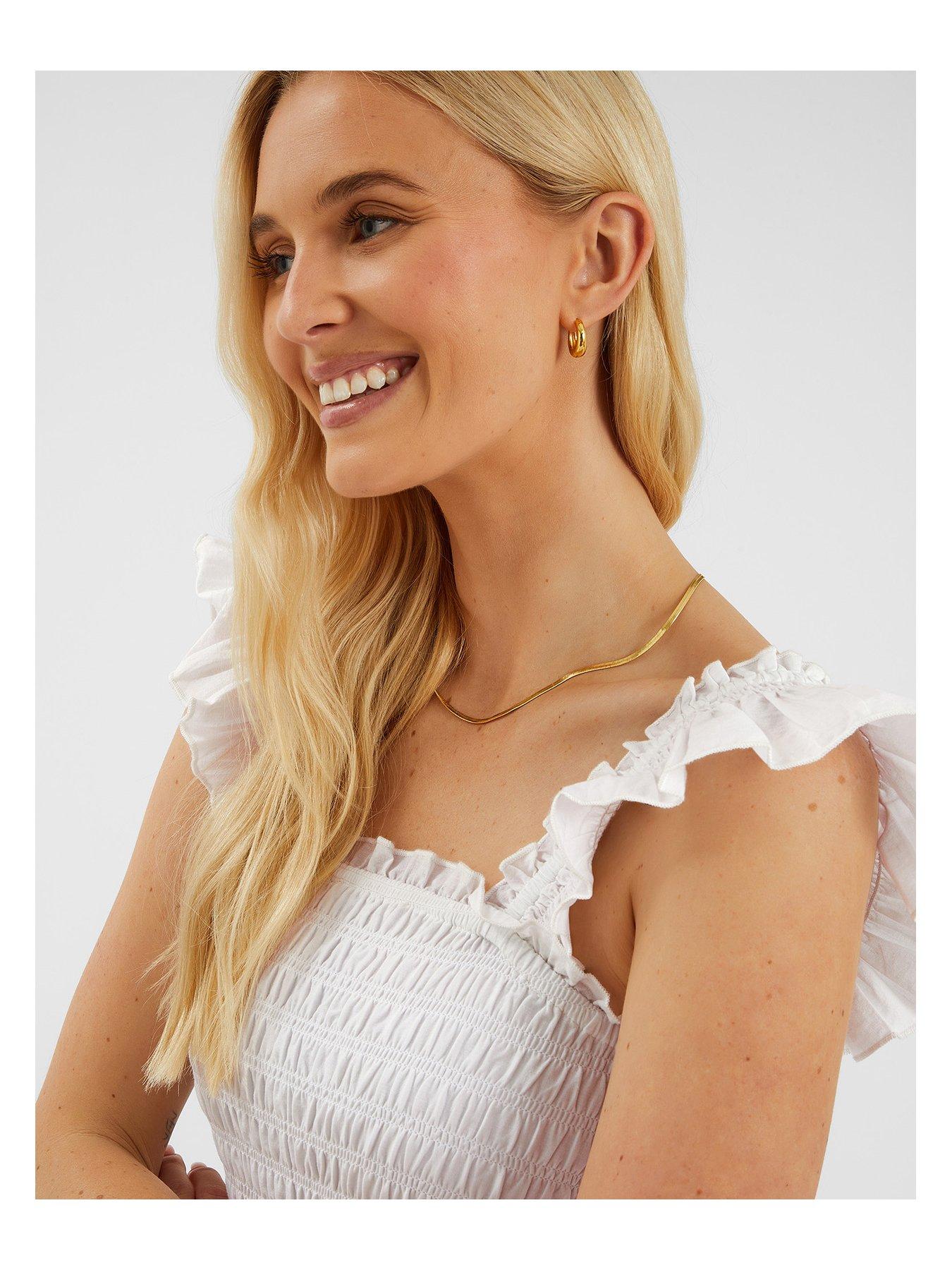 Image 4 of 4 of Accessorize Schiffly Frill Shoulder - White