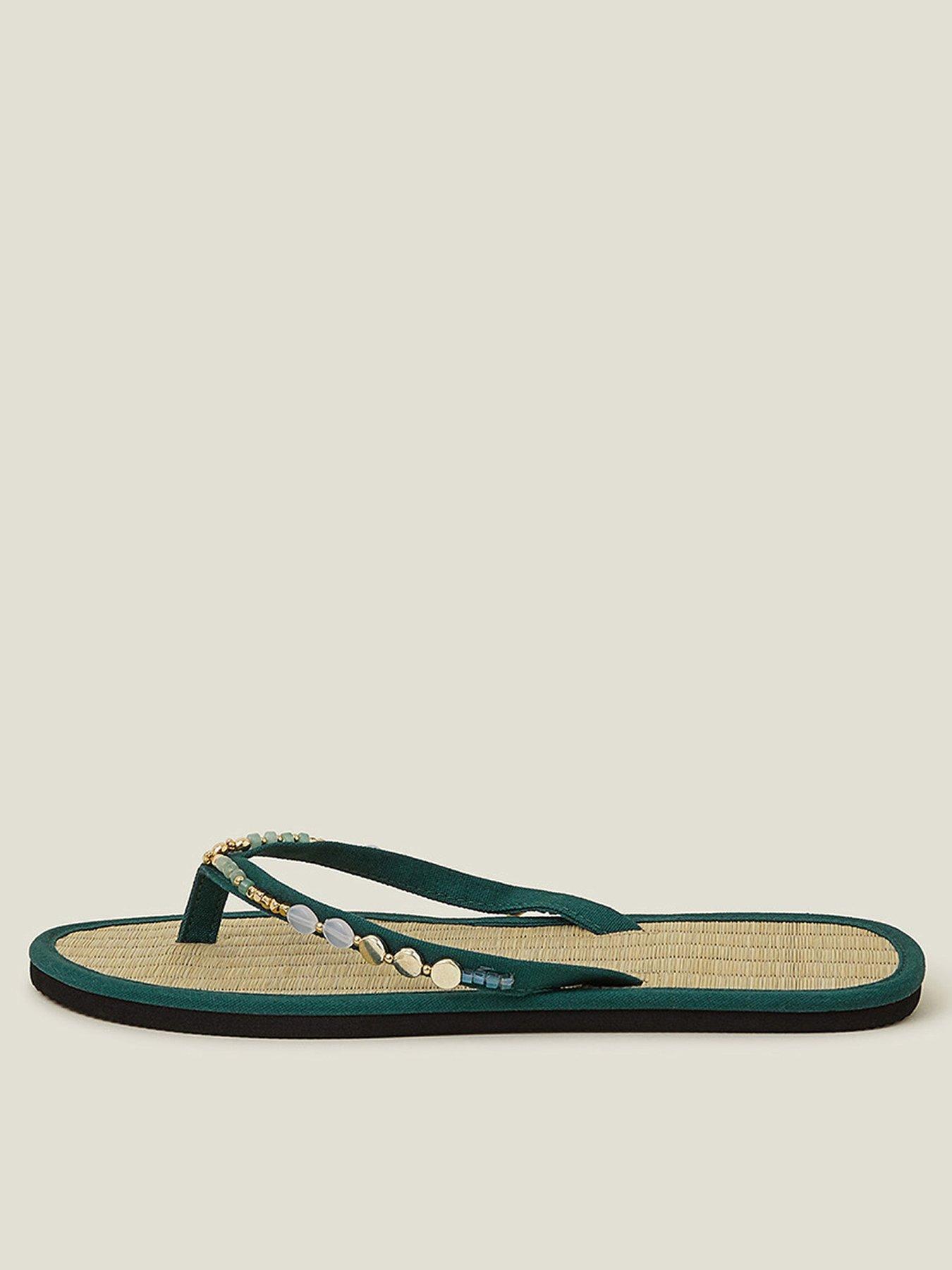 Image 1 of 4 of Accessorize Moonstone Beaded Seagrass Sandal - Green