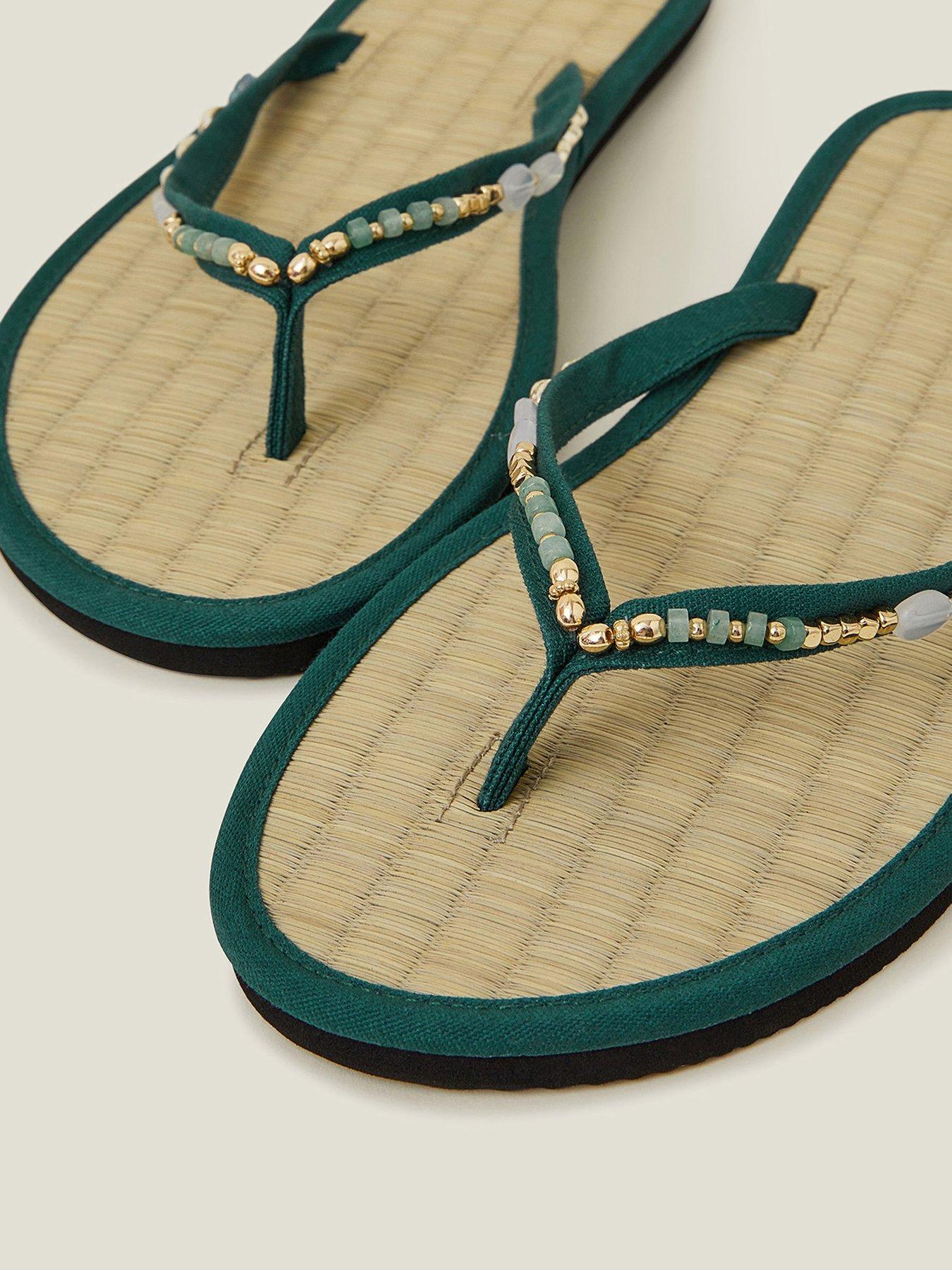Image 4 of 4 of Accessorize Moonstone Beaded Seagrass Sandal - Green