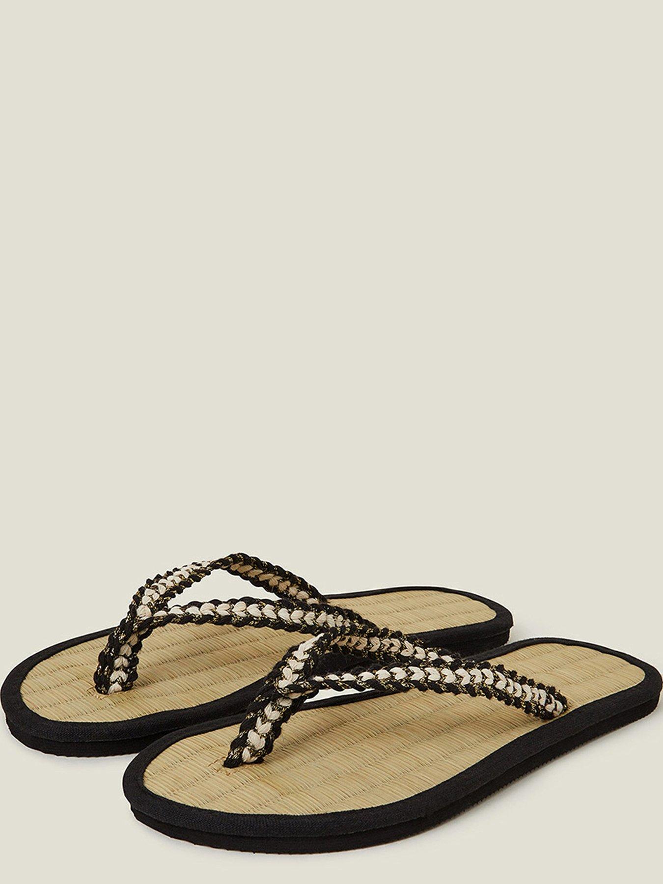 Image 3 of 3 of Accessorize Braided Seagrass Flip Flops - Black
