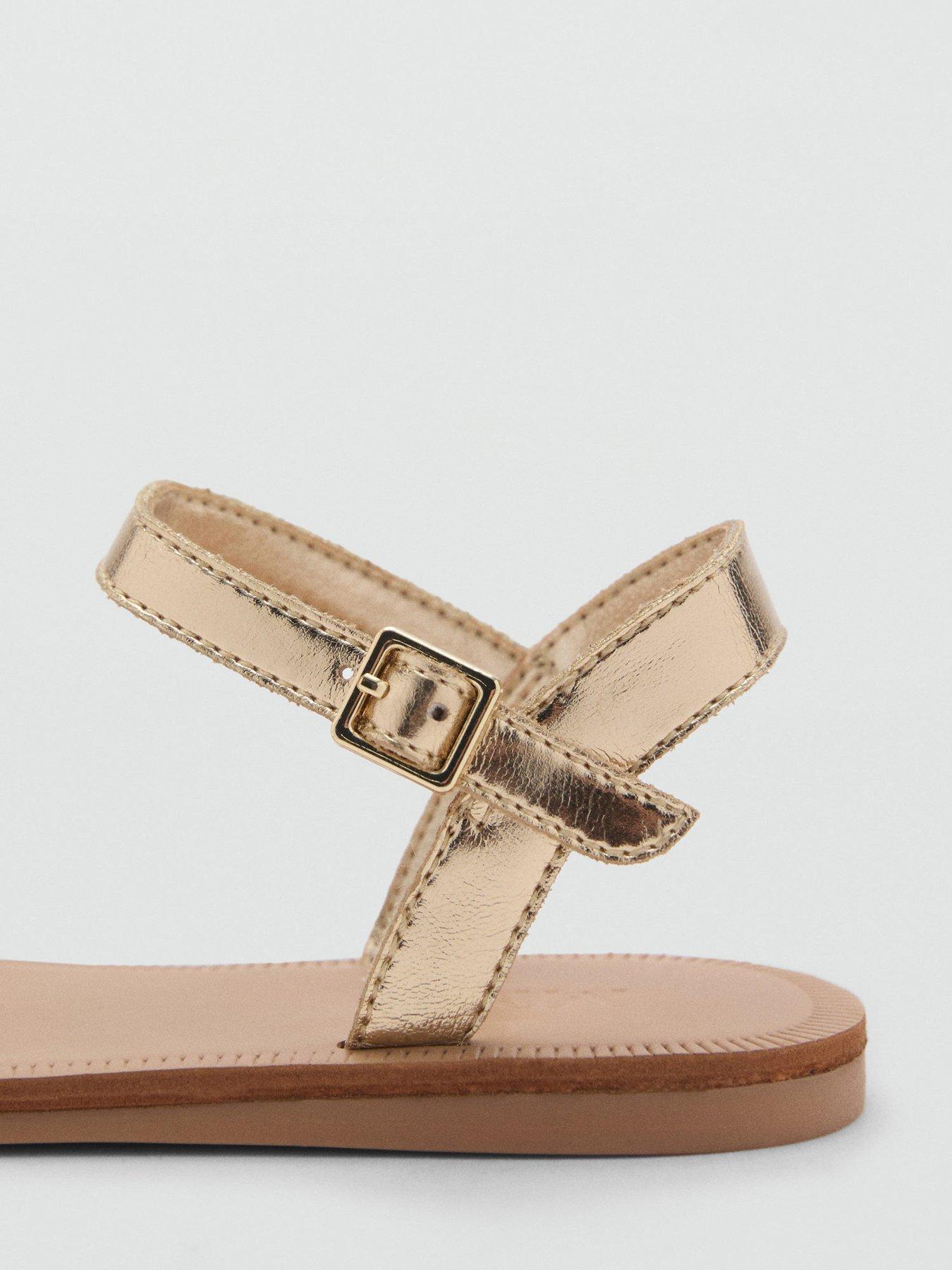 Image 4 of 4 of Mango Younger Girls Metallic Flower Sandals - Gold