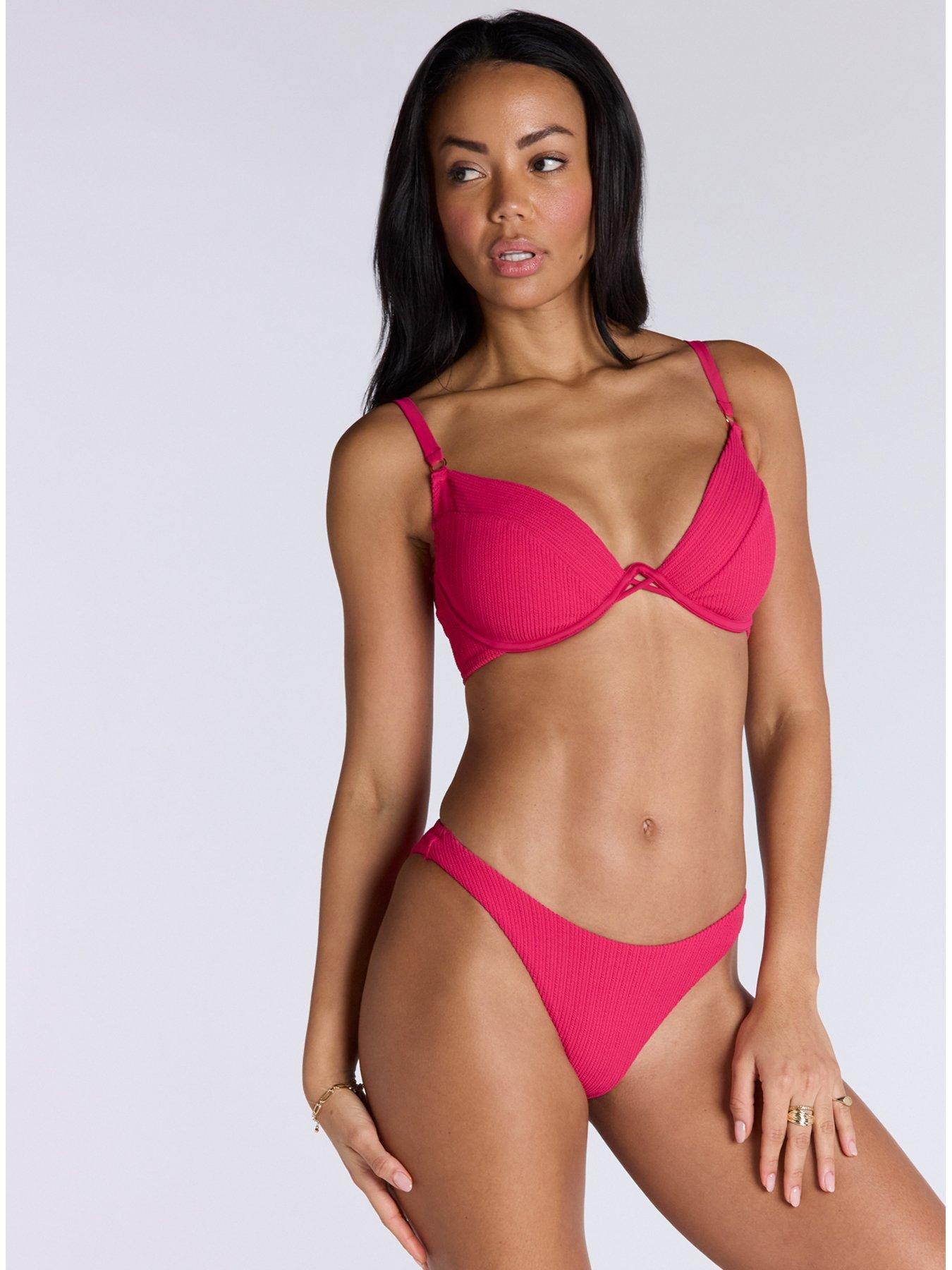 Image 3 of 4 of Boux Avenue Ibiza Texture Bikini Top - Hot Pink