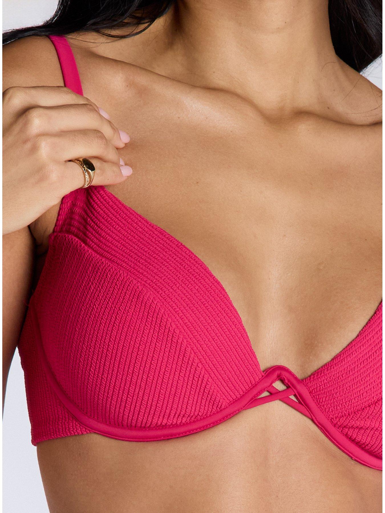 Image 4 of 4 of Boux Avenue Ibiza Texture Bikini Top - Hot Pink