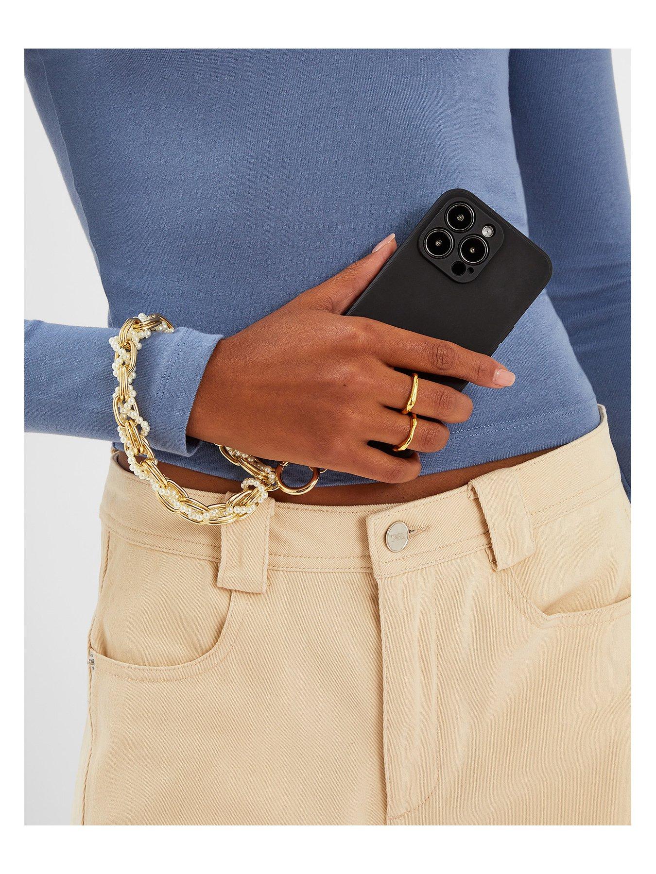Image 2 of 3 of Accessorize Twist Chain Wrist Strap - Cream