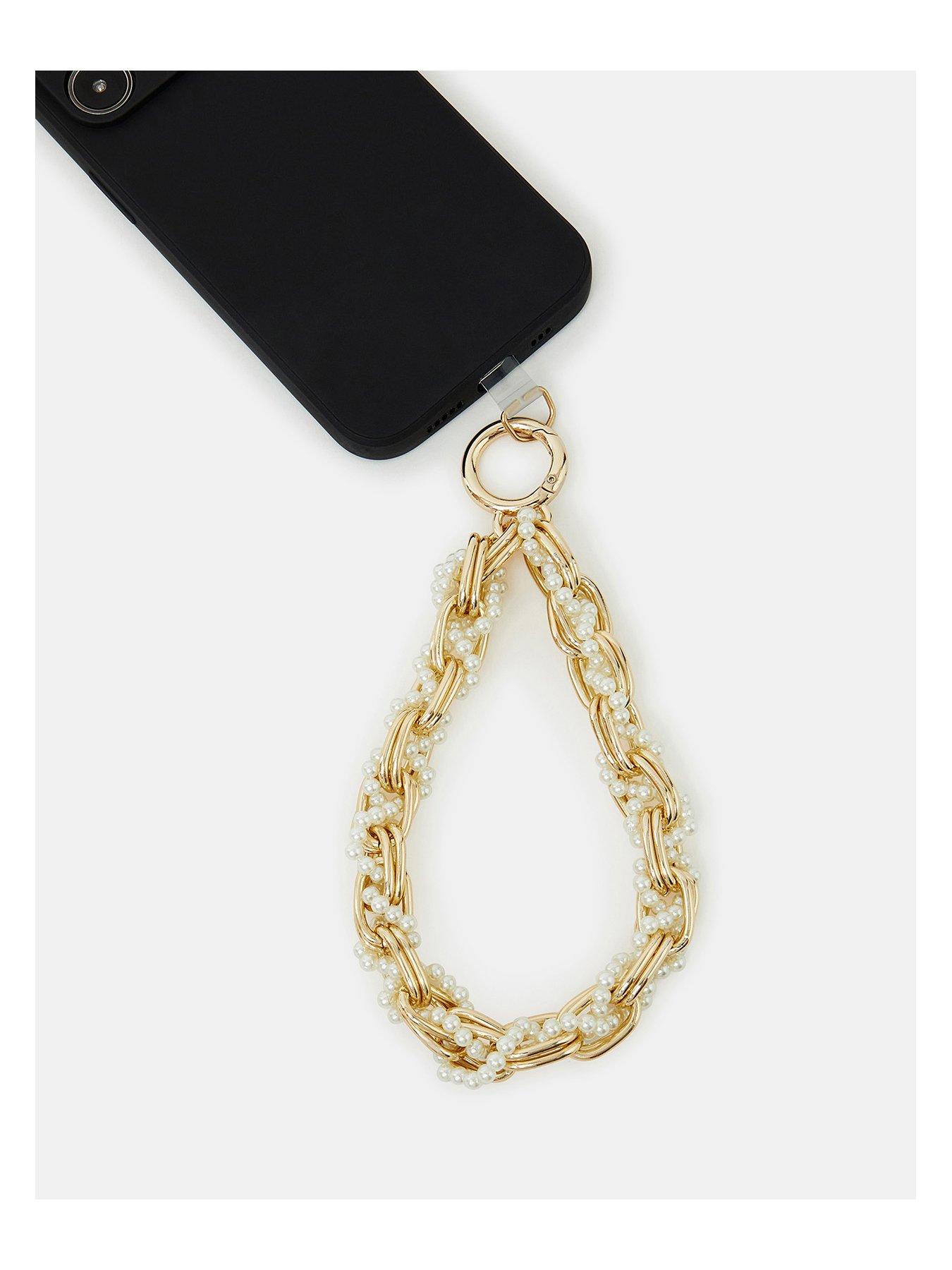 Image 3 of 3 of Accessorize Twist Chain Wrist Strap - Cream
