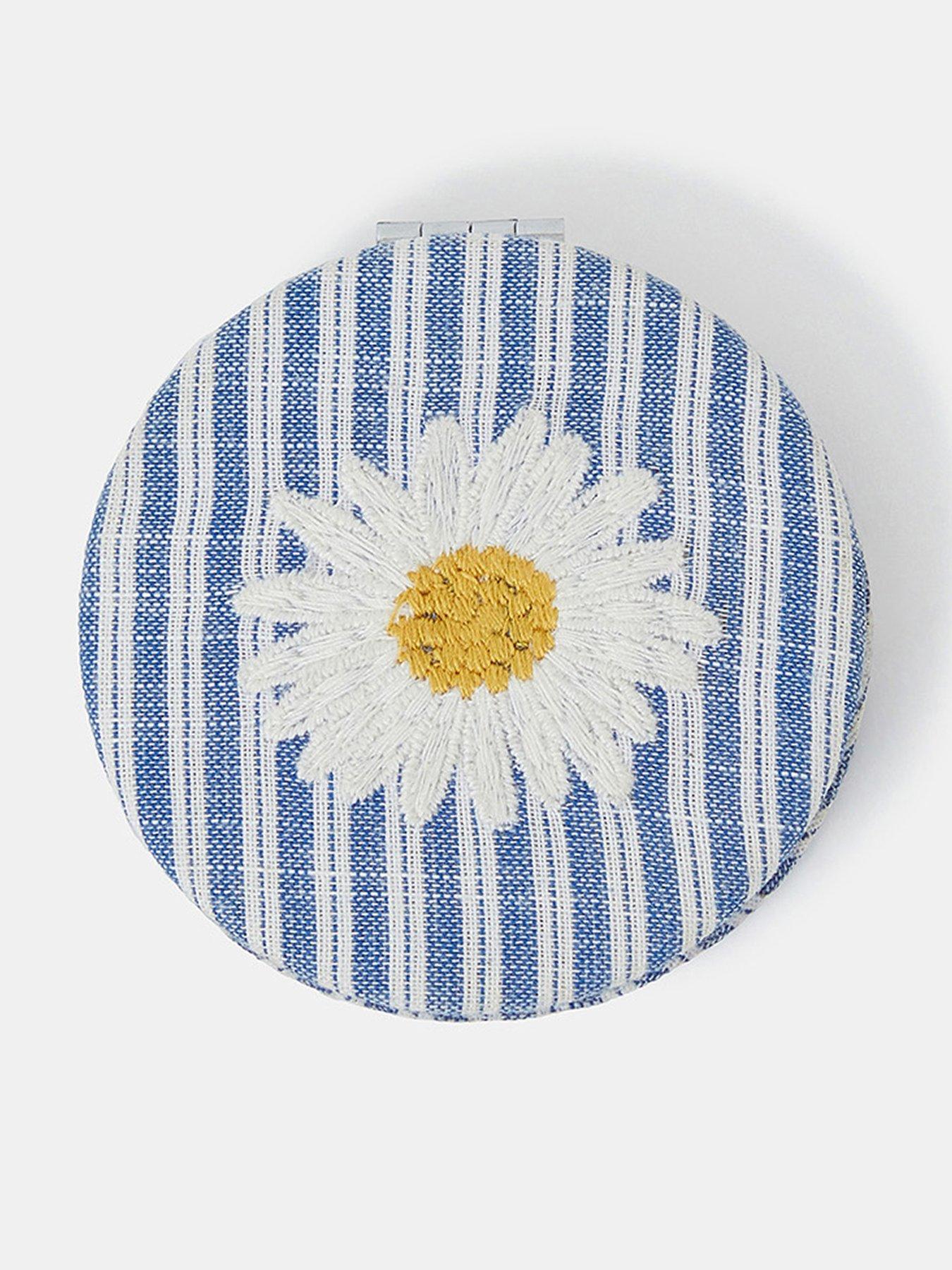 Image 1 of 3 of Accessorize Stripe Daisy Mirror - Blue