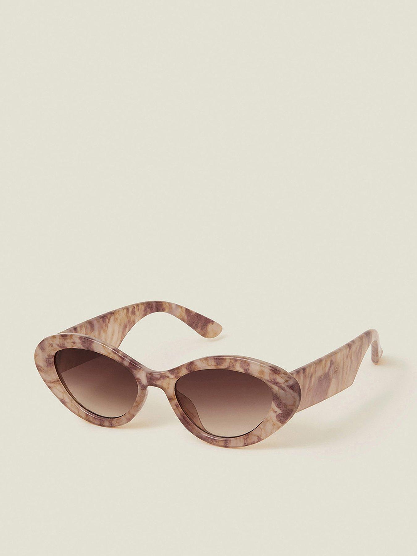 Image 1 of 3 of Accessorize Marble Cateye Sunglasses- Pink
