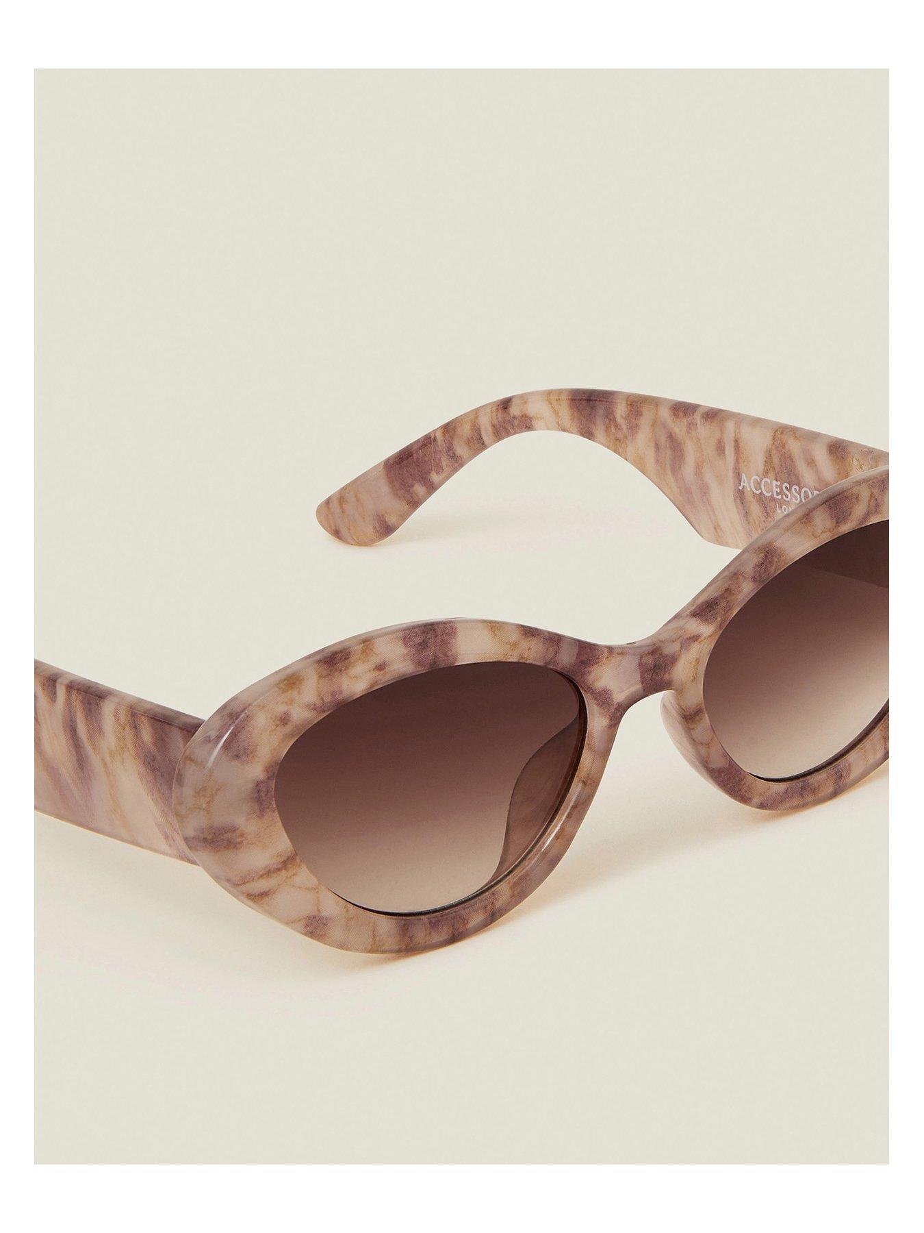 Image 3 of 3 of Accessorize Marble Cateye Sunglasses- Pink