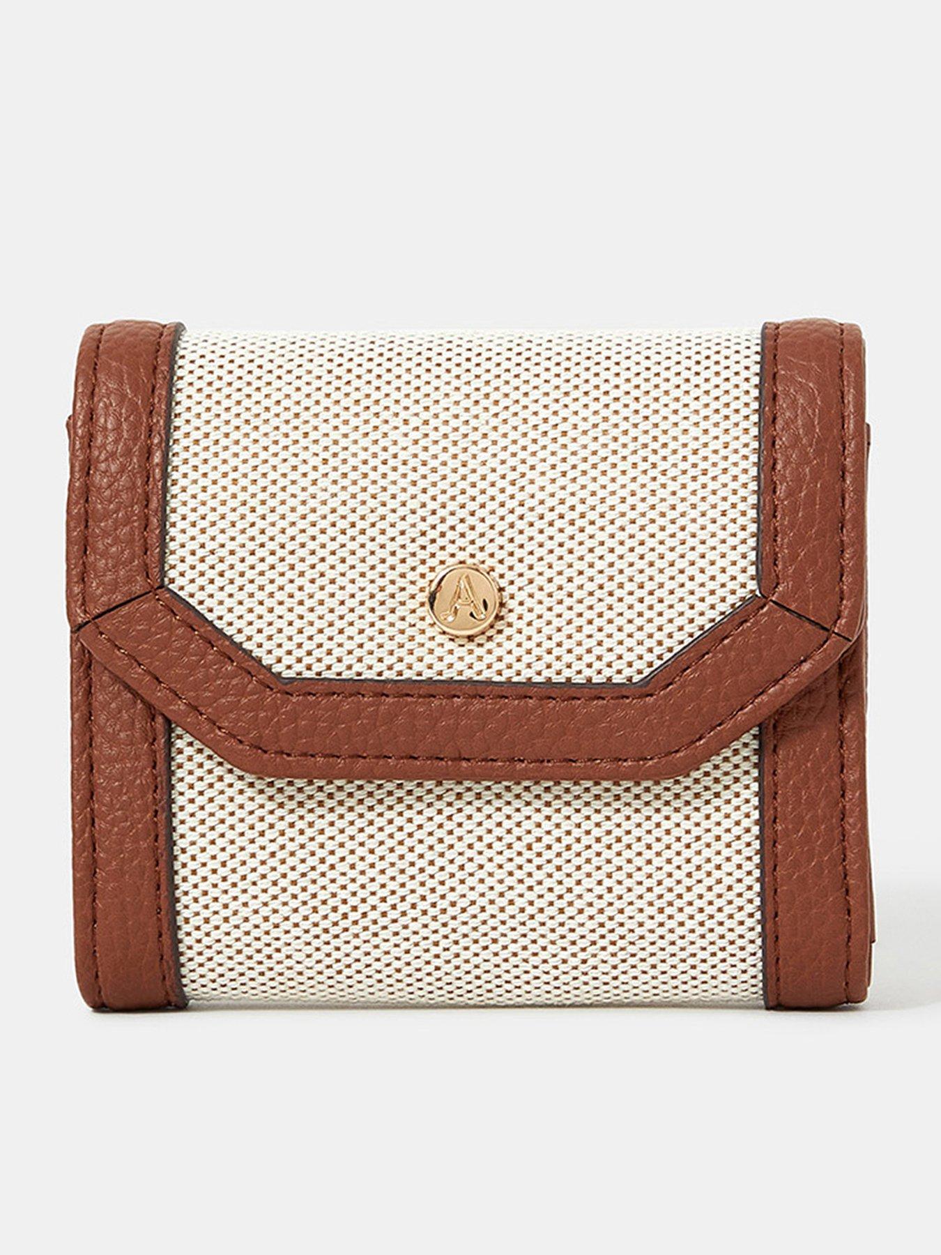 Image 1 of 3 of Accessorize Square Woven Canvas Purse - Natural
