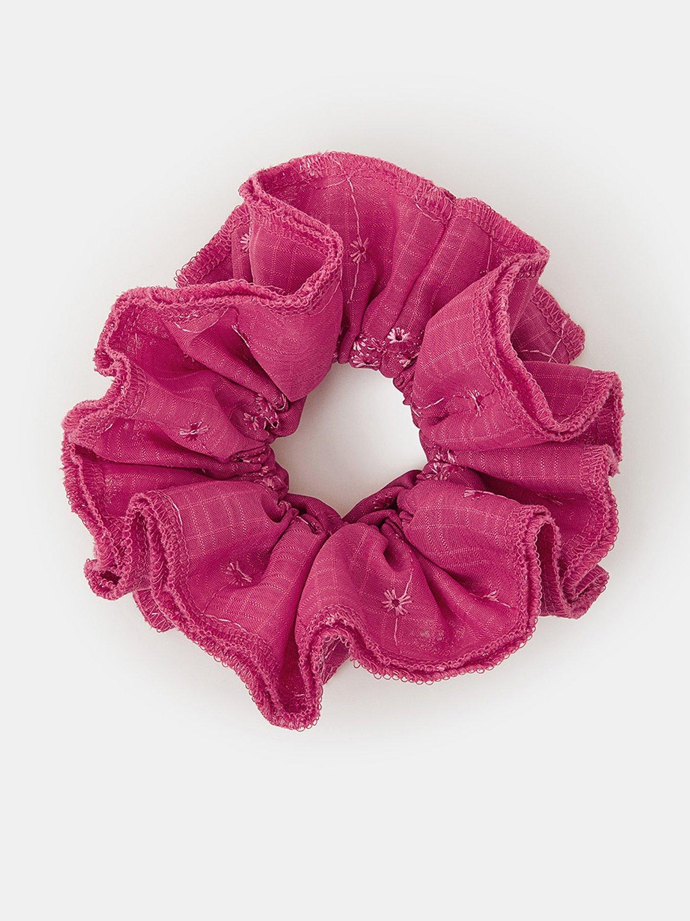 Image 1 of 2 of Accessorize Extra Large Floral Broderie Hair Scrunchie - Orange