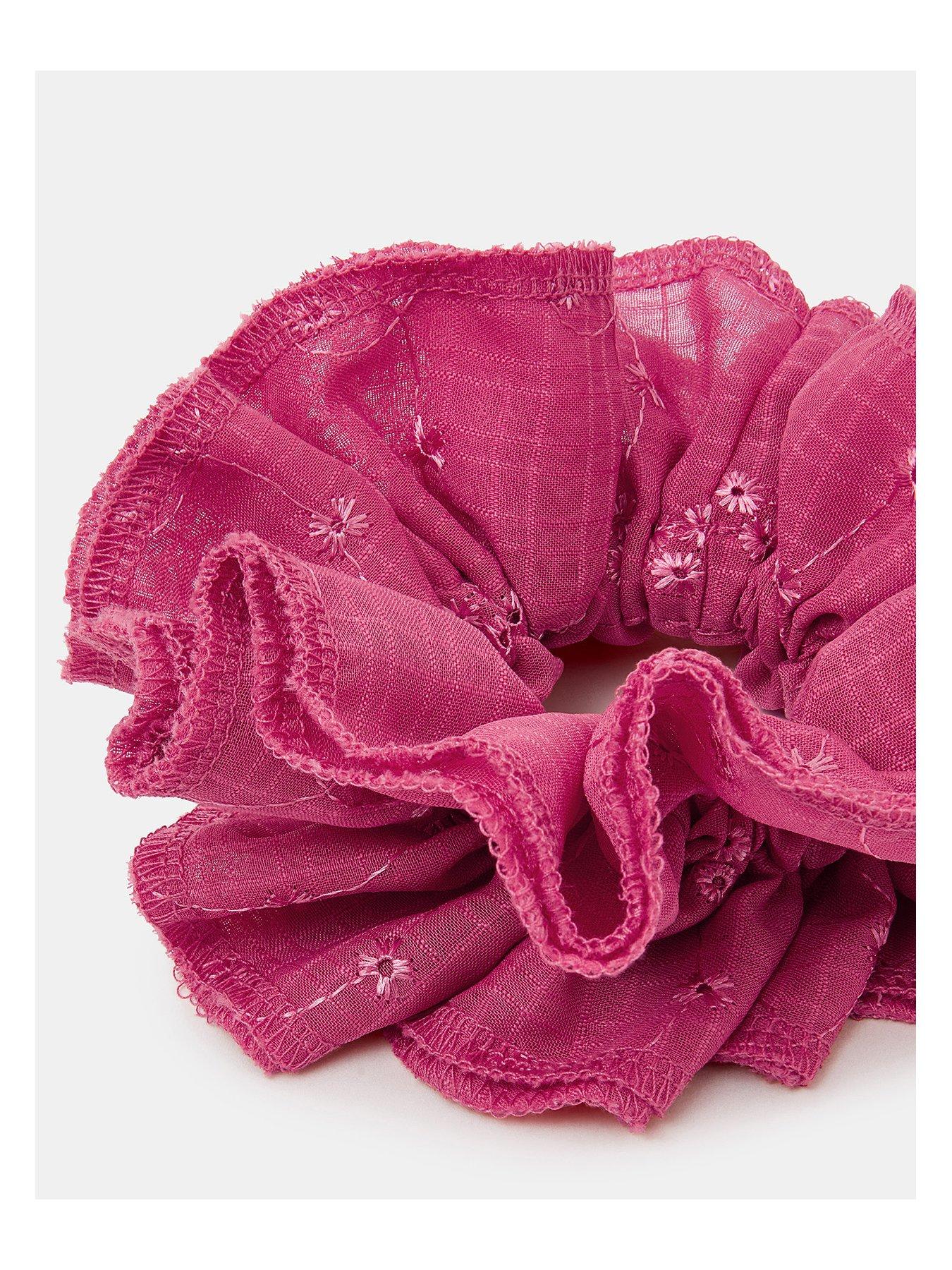 Image 2 of 2 of Accessorize Extra Large Floral Broderie Hair Scrunchie - Orange
