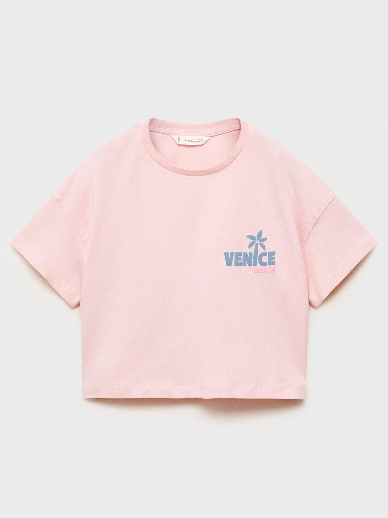 Image of Mango Girls Venice Back Print Short Sleeve Tshirt - Pink
