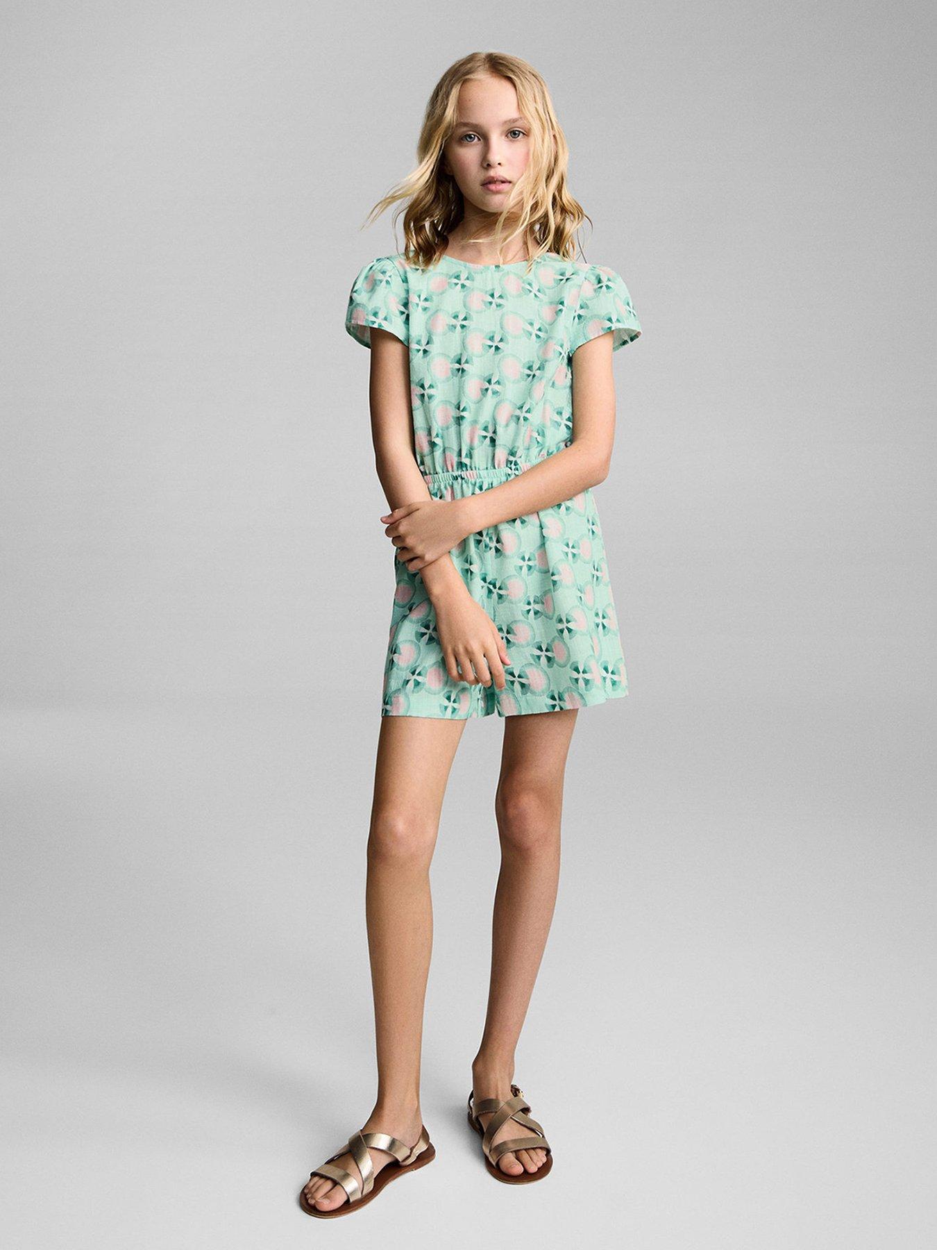 Mango Girls Open Back Playsuit - Green