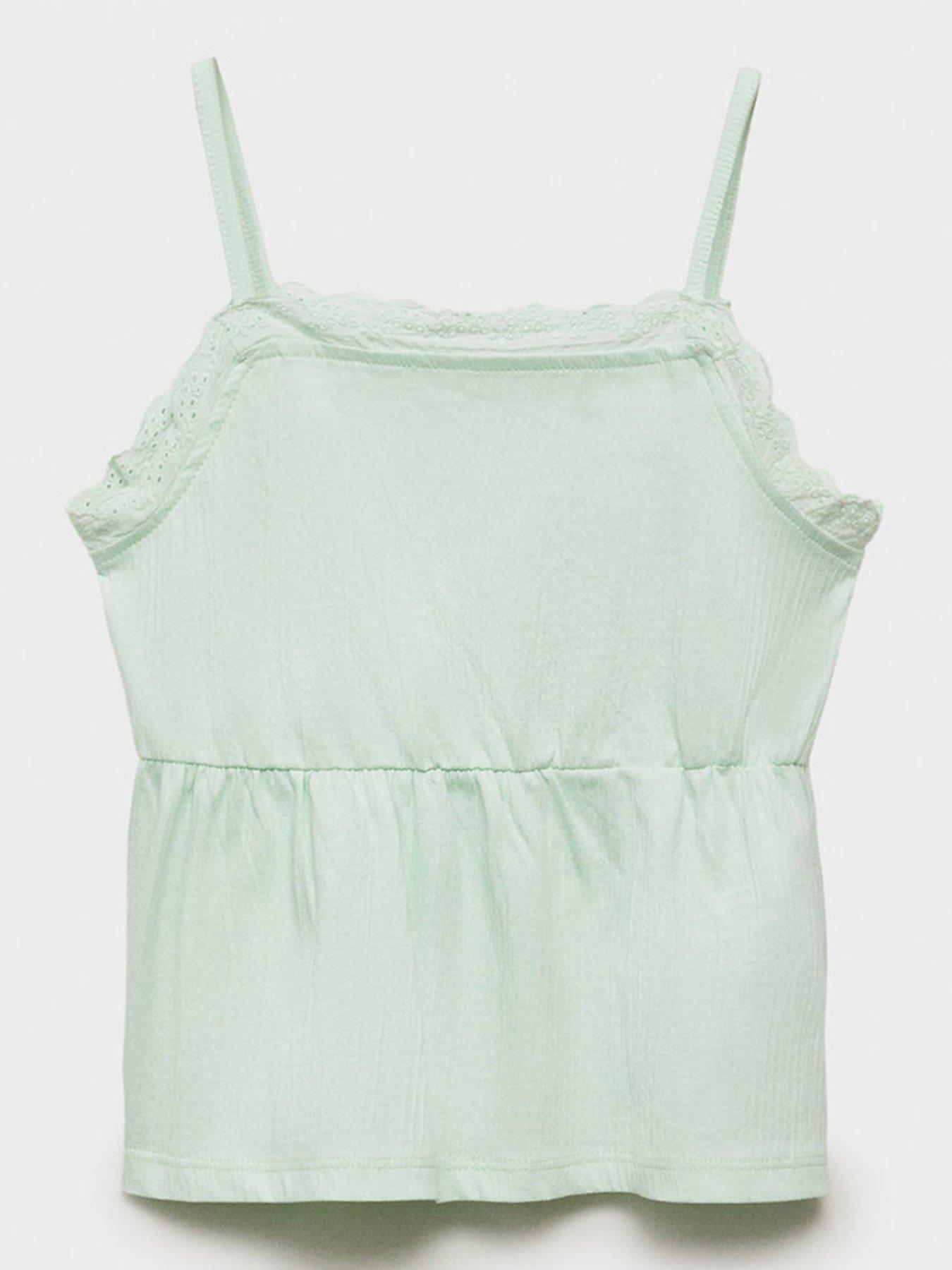 Mango Girls Strappy Vest Top - Light Green