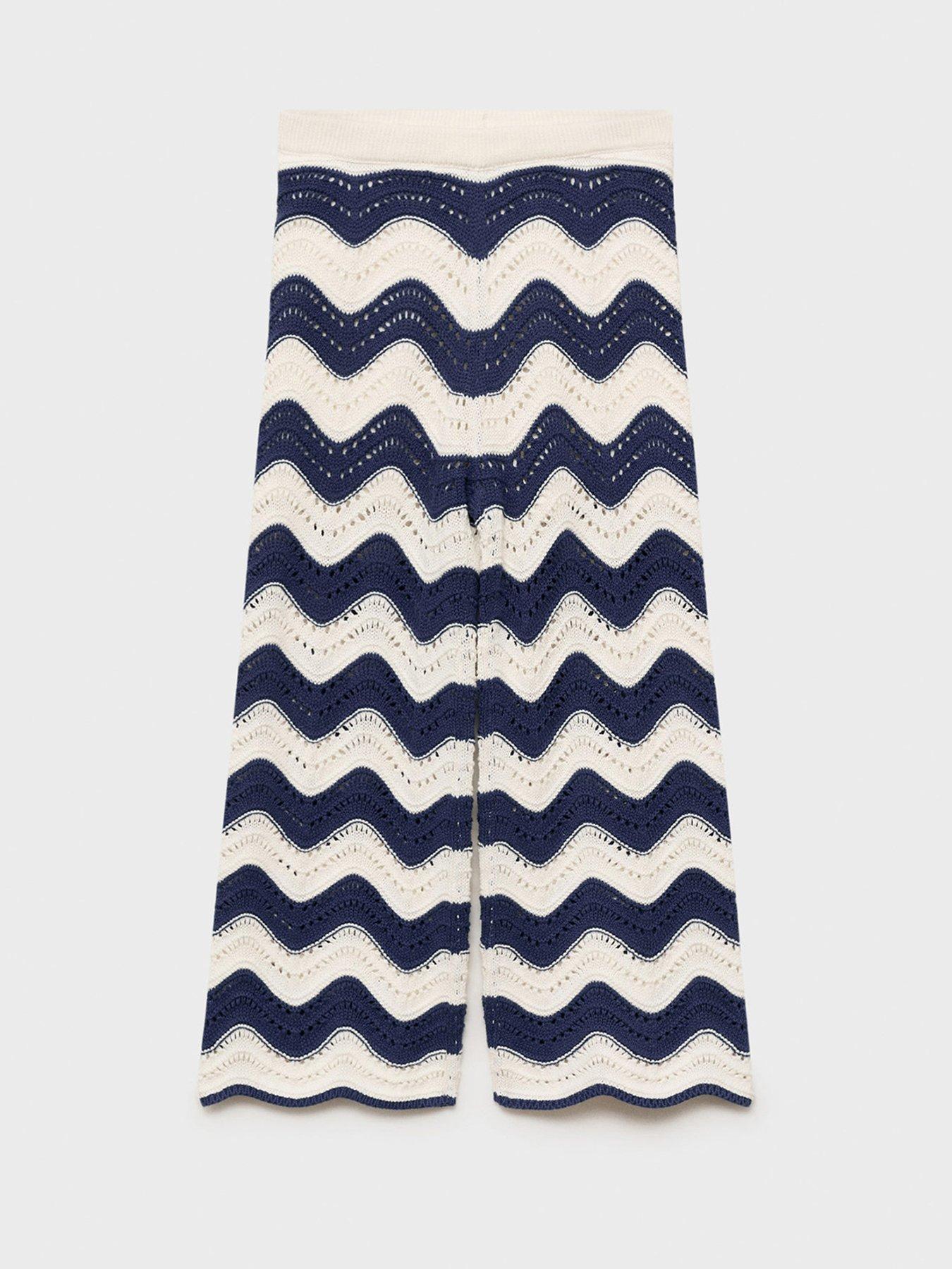Image 2 of 5 of Mango Girls Crochet Zig Zag Co-Ord Trousers - Blue