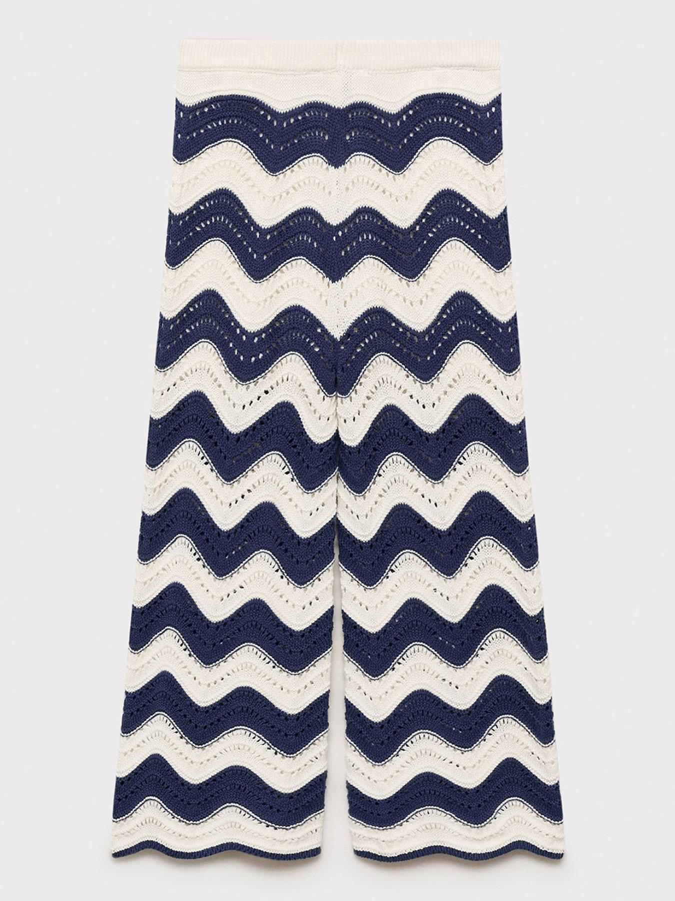 Image 3 of 5 of Mango Girls Crochet Zig Zag Co-Ord Trousers - Blue