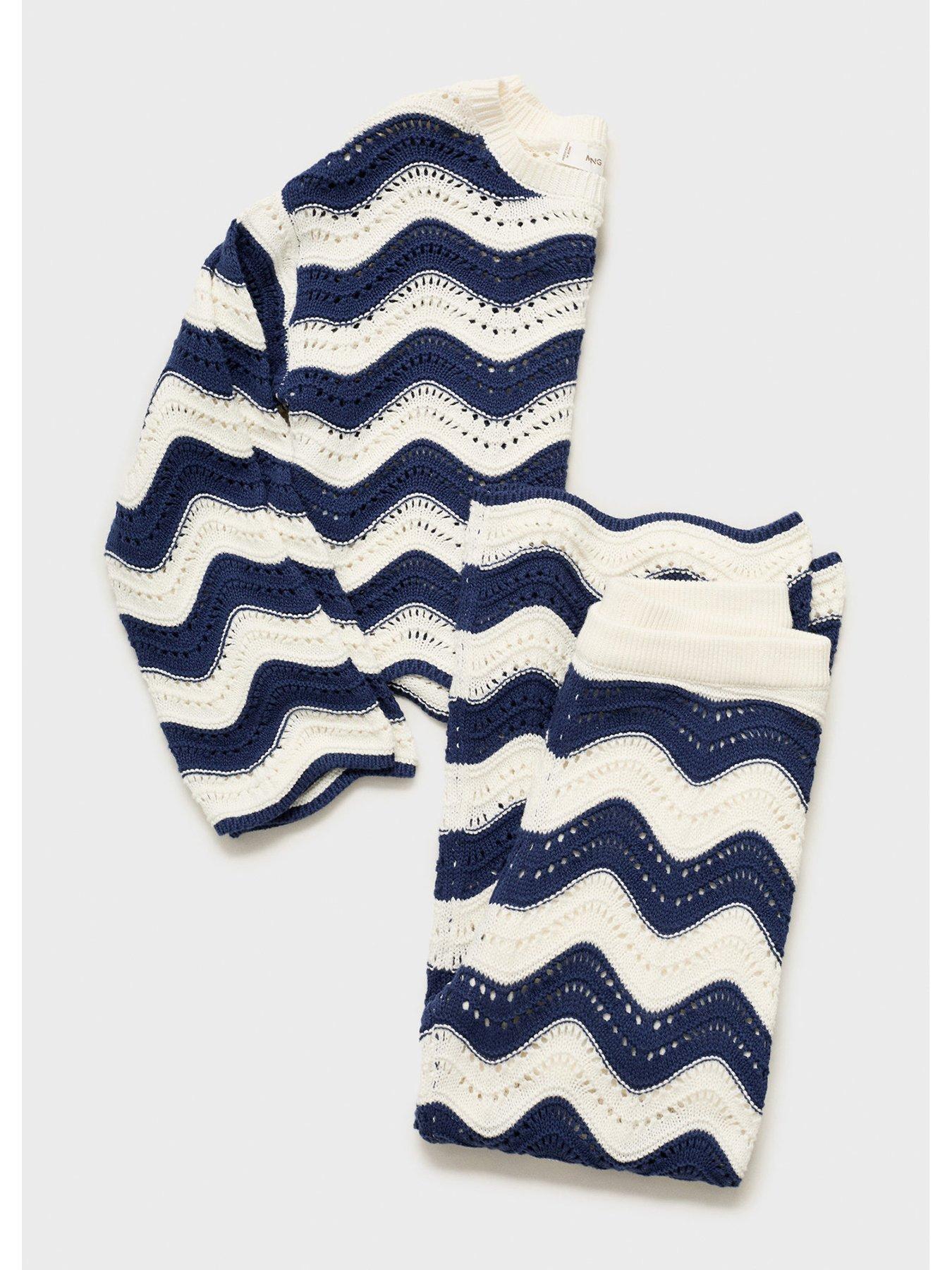 Image 5 of 5 of Mango Girls Crochet Zig Zag Co-Ord Trousers - Blue