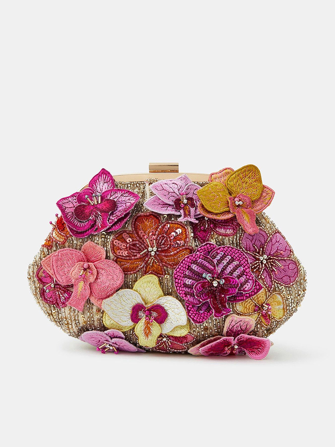 undefined Beaded Floral Clutch Bag - Multi