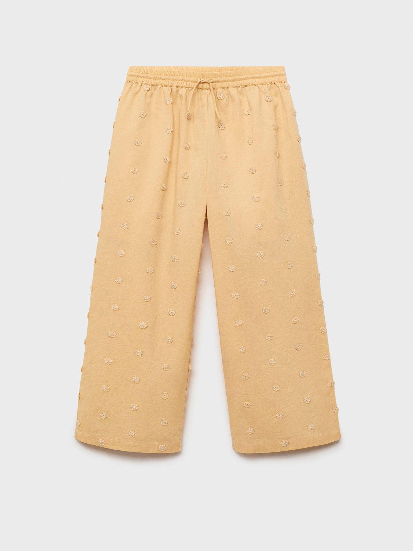Image 5 of 6 of Mango Girls Embroidered Co-Ord Trousers - Yellow