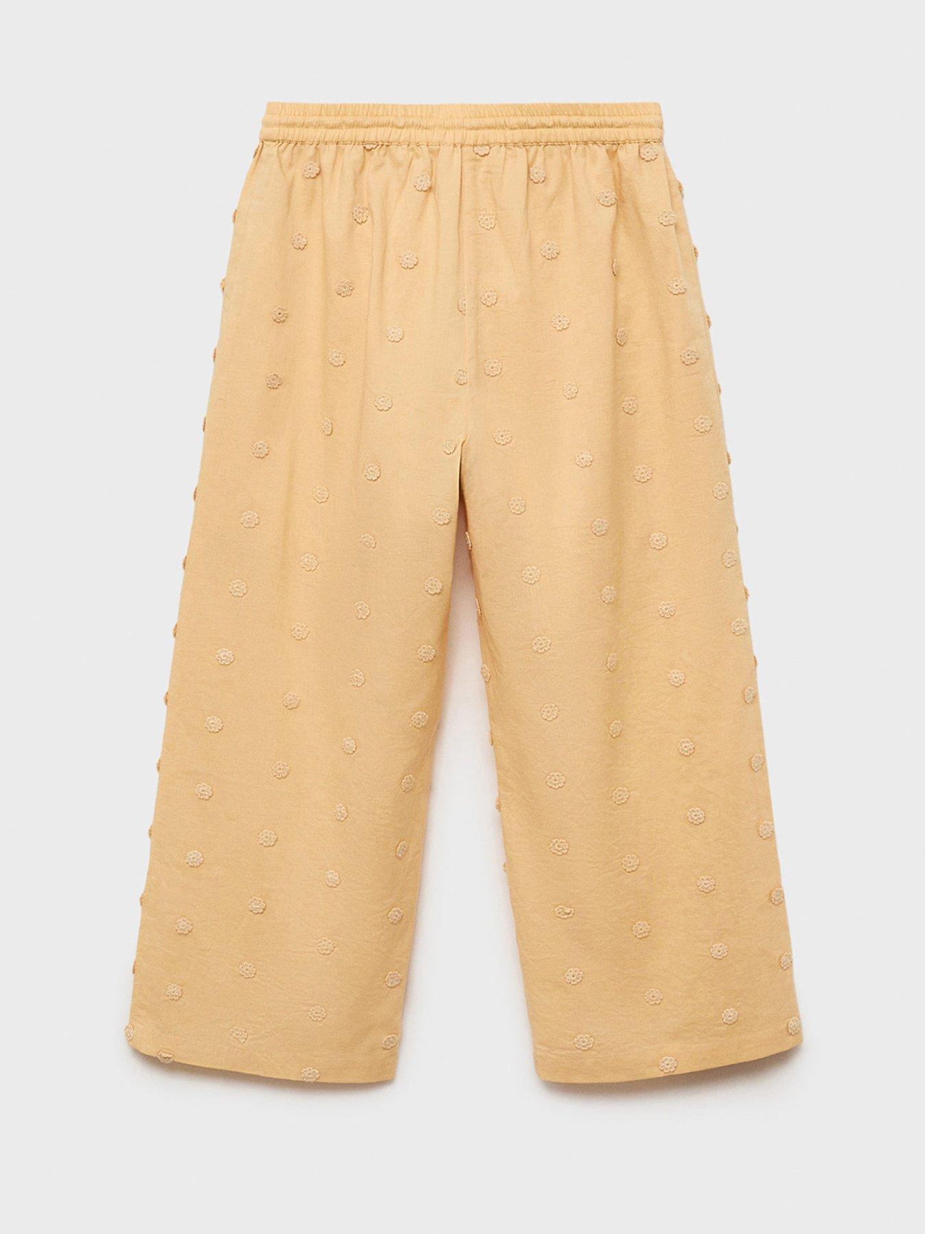 Image 6 of 6 of Mango Girls Embroidered Co-Ord Trousers - Yellow
