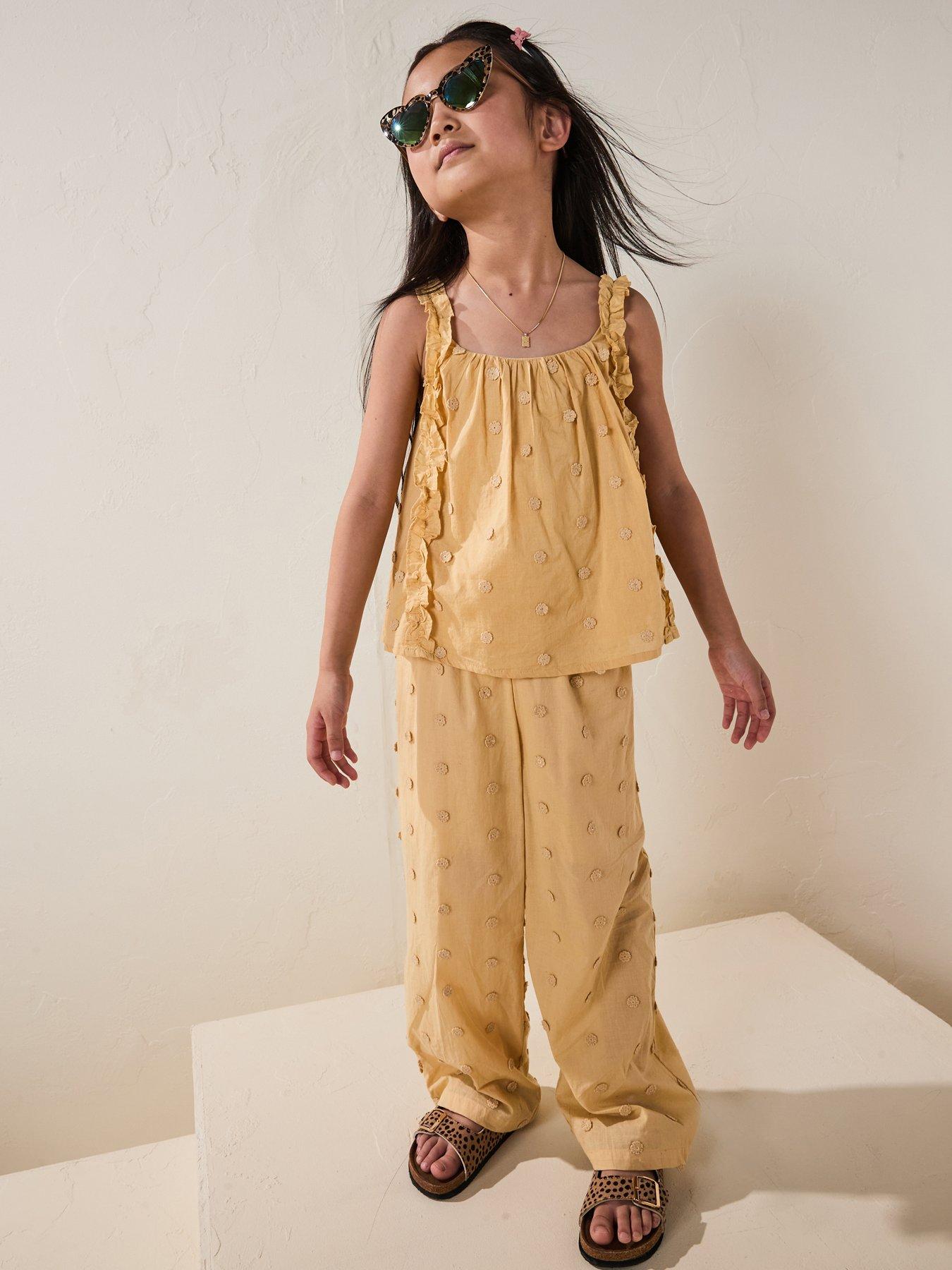 mango-girls-frill-embroidered-co-ord-top-yellow