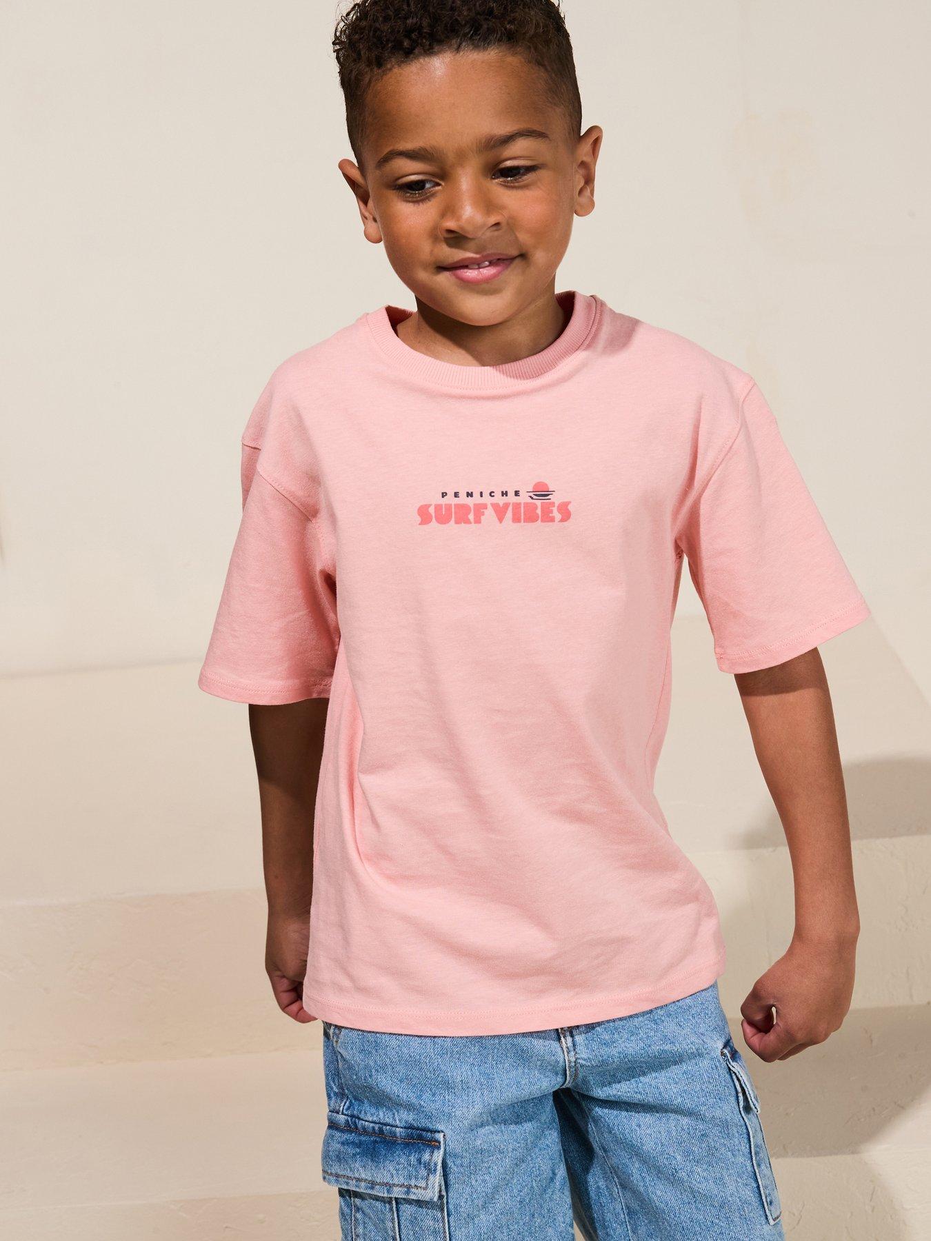 Image of Mango Boys Surf Vibes Back Print Short Sleeve T-Shirt - Pink