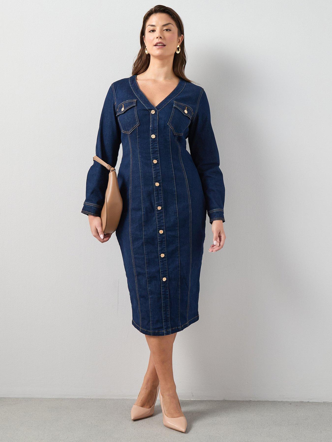 The Very Collection Curve Seam Detail Denim Dress