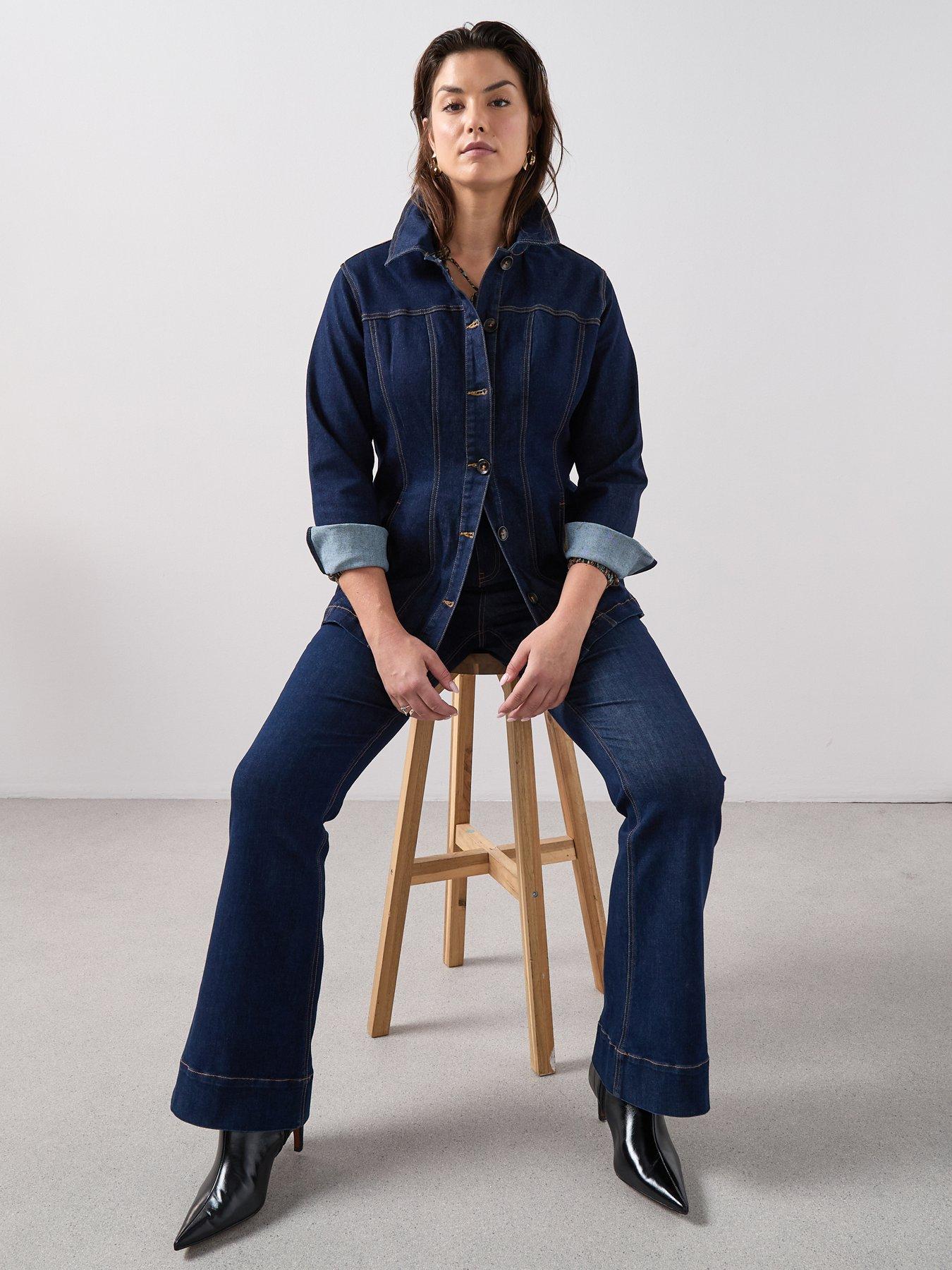 The Very Collection Curve Seam Detail Denim Jacket - Dark Wash