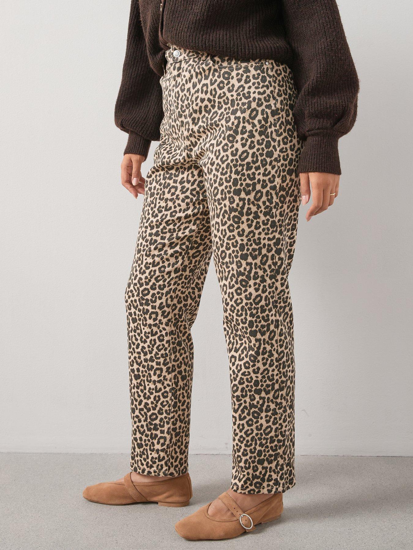 Image 1 of 7 of V by Very Curve Straight Leg Jean - Animal Print