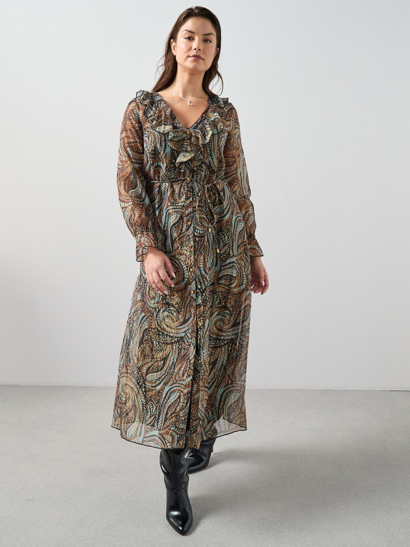 the-very-collection-curve-ruffle-v-neck-midi-dress-print