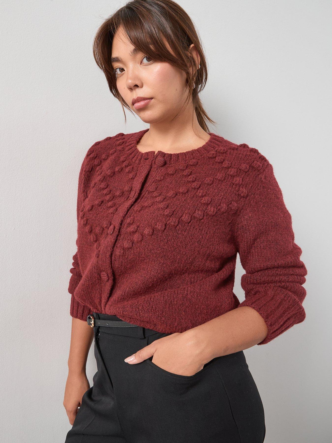 the-very-collection-curve-bobble-knit-crew-neck-cardigan-redoutfit