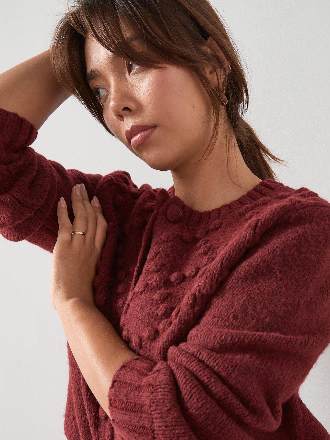 the-very-collection-curve-bobble-knit-crew-neck-cardigan-reddetail