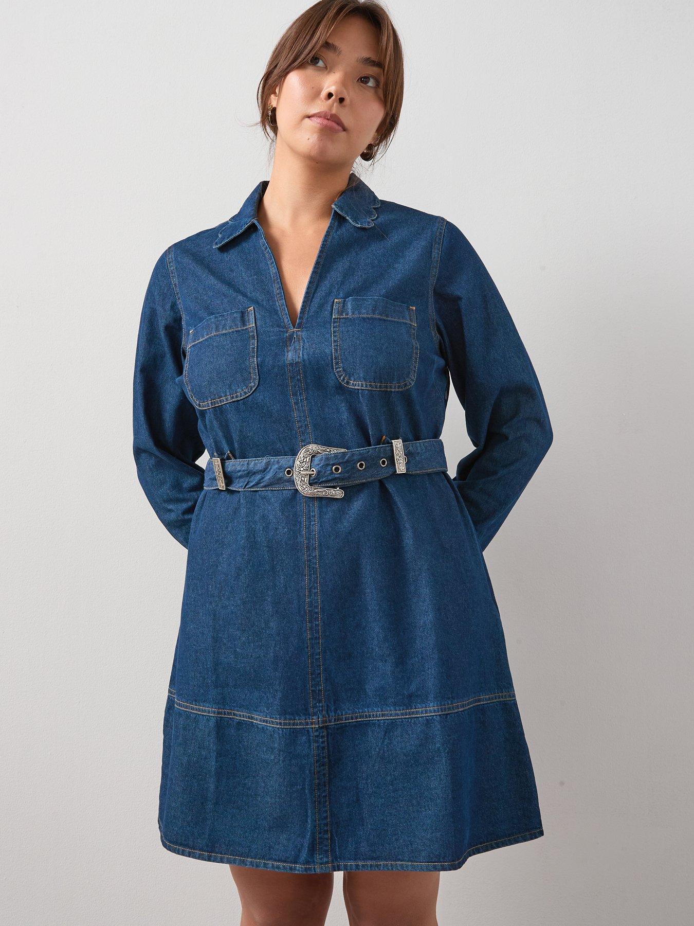 v-by-very-curve-collar-detail-belted-denim-mini-dress-dark-wash