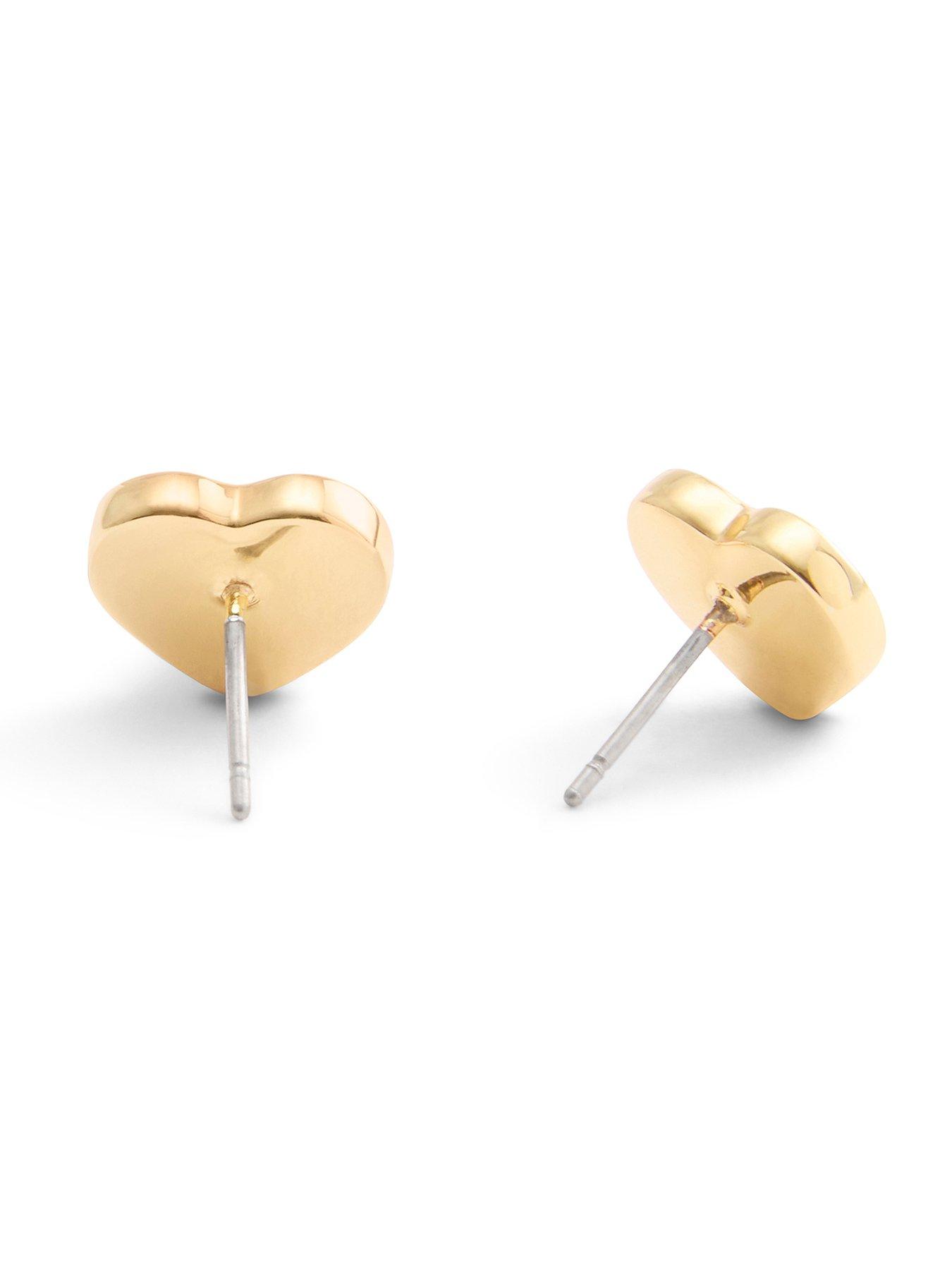 Image 4 of 4 of COACH Quilted Heart Bag Stud Earrings - Gold