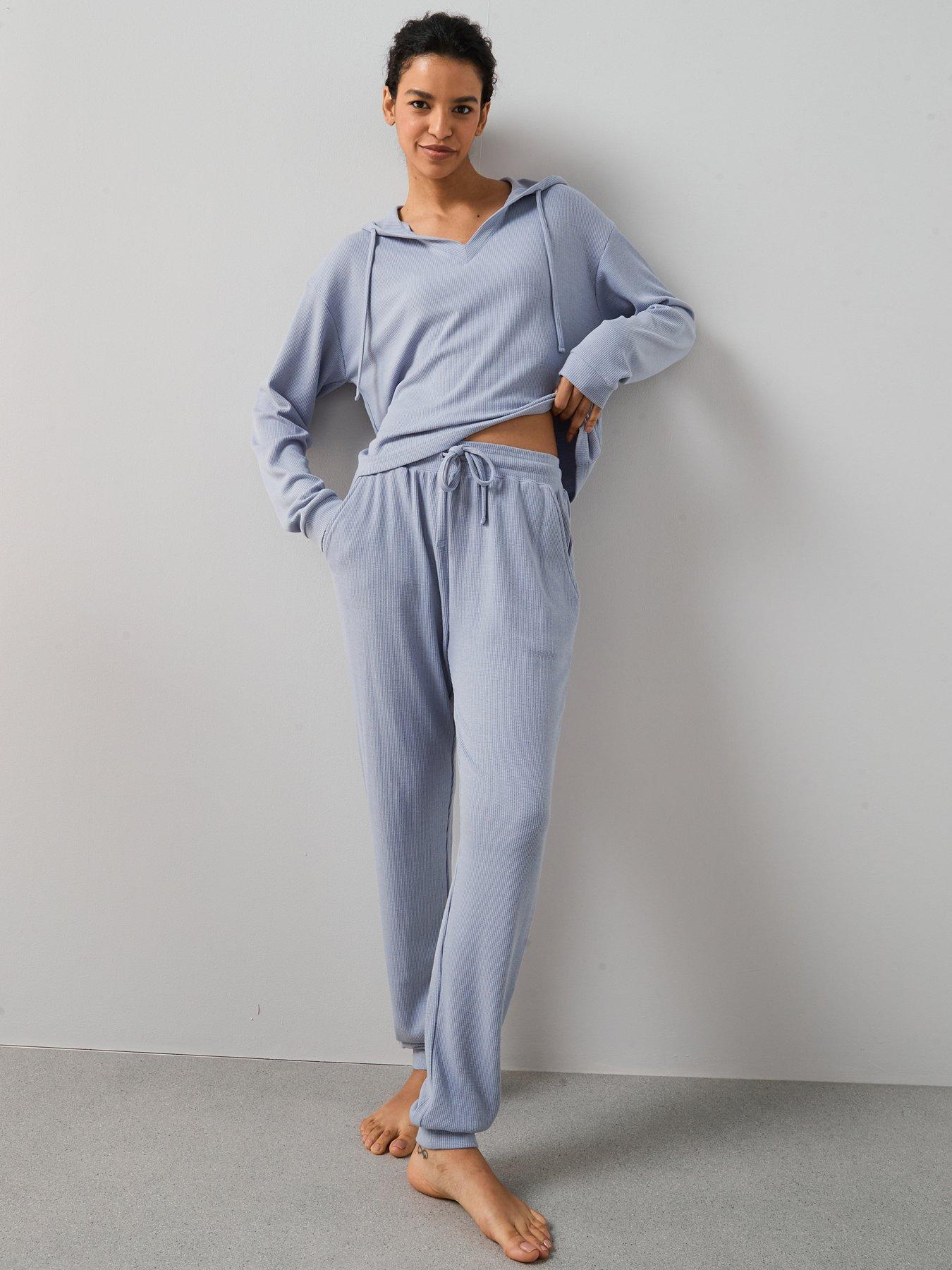 the-very-collection-rib-neck-hoodie-and-jogger-loungewear-set-bluefront