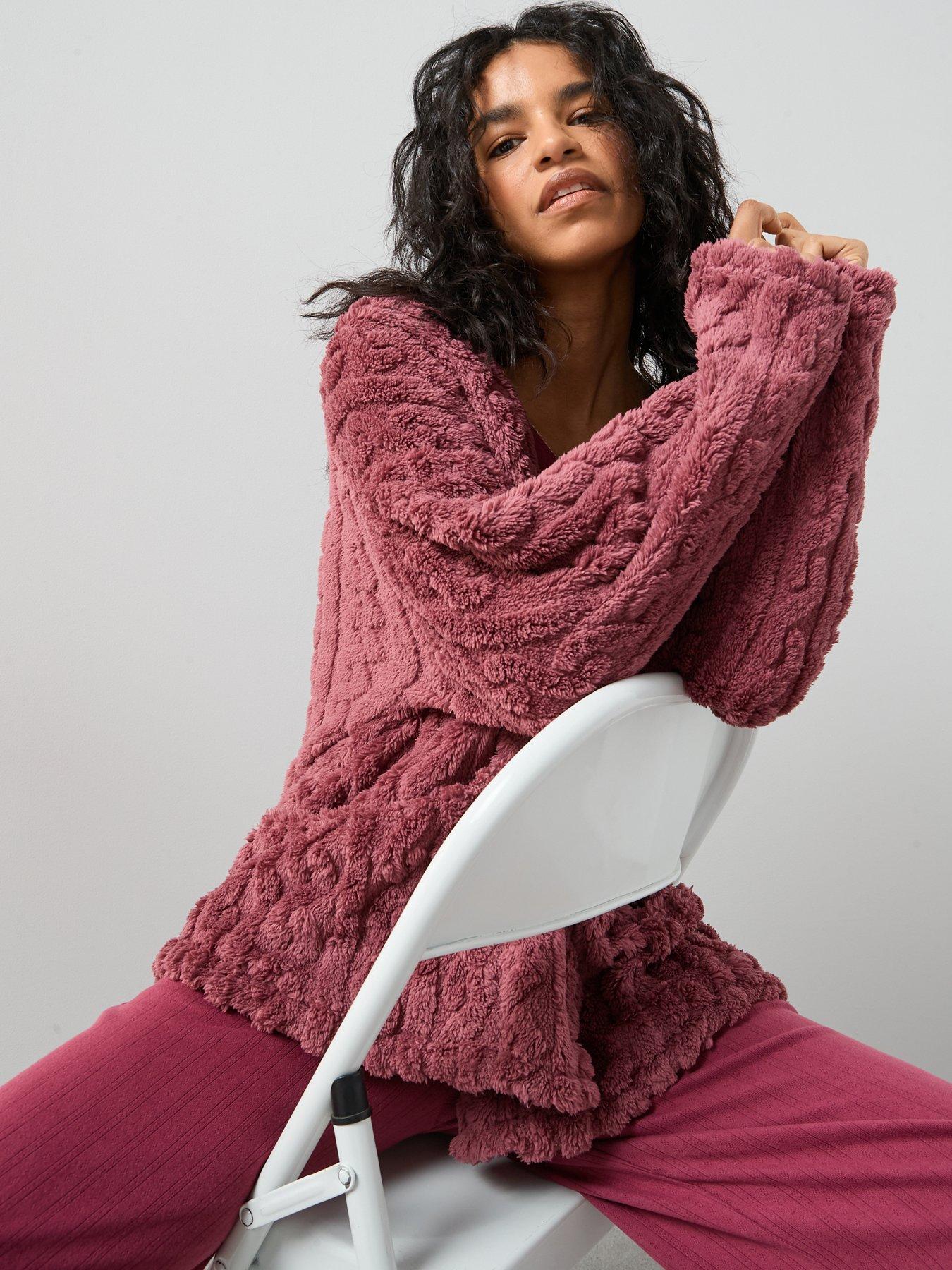 the-very-collection-textured-teddy-fur-cardigan-pinkoutfit