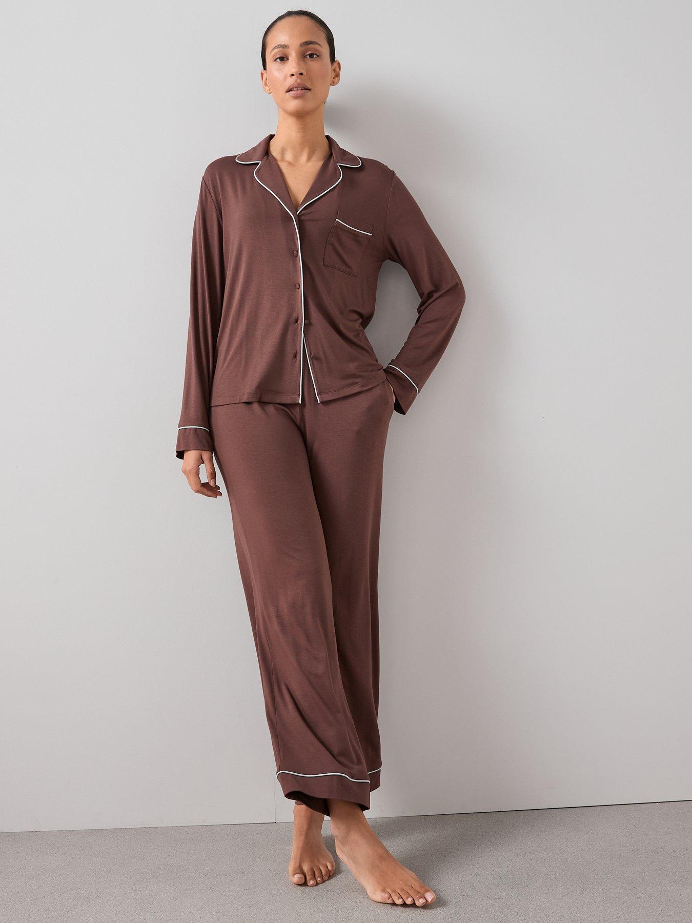 The Very Collection Jersey Revere Pj Set - Brown