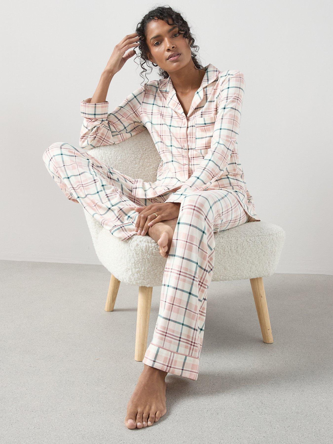 The Very Collection Check Fleece Revere Pyjama Set - Pink
