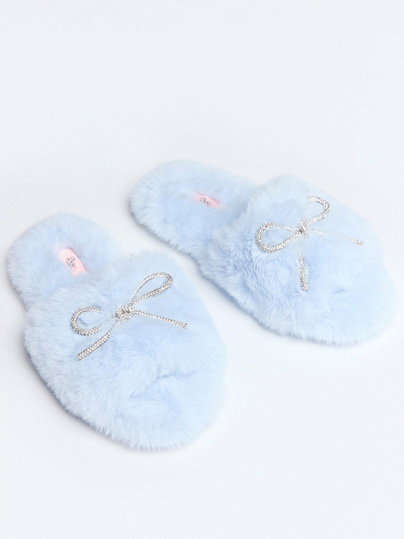 Image of Boux Avenue Bow Embellished Slider Slipper - Powder - Blue