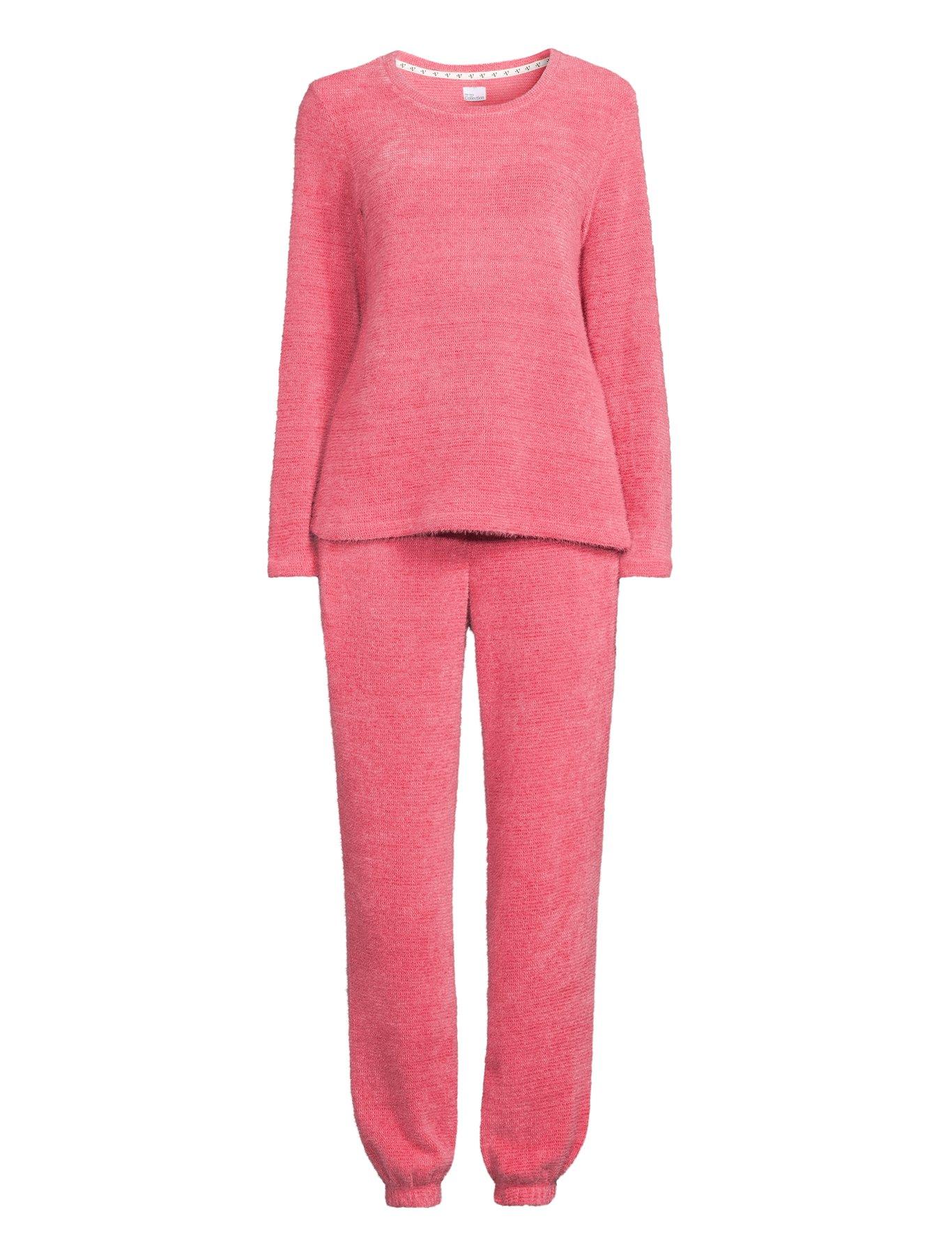 Image 7 of 7 of The Very Collection Feather Knit Long Sleeve Top And Jogger Pyjama Set - Pink