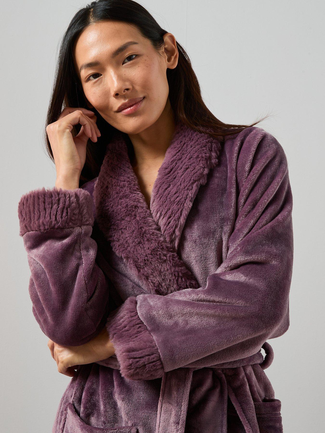 the-very-collection-faux-fur-trim-dressing-gown-purpleoutfit
