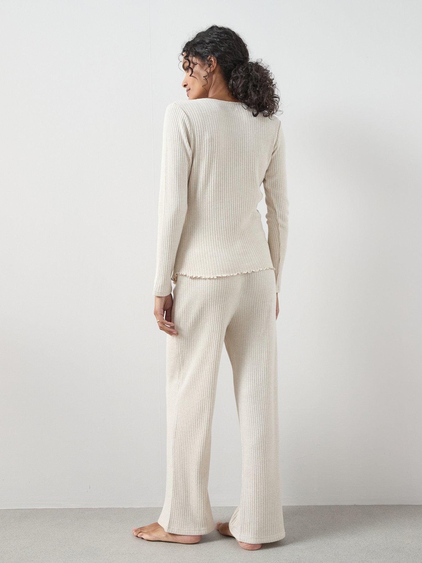 the-very-collection-lurex-wrap-long-sleeve-top-and-wide-leg-loungewear-set-beigestillFront