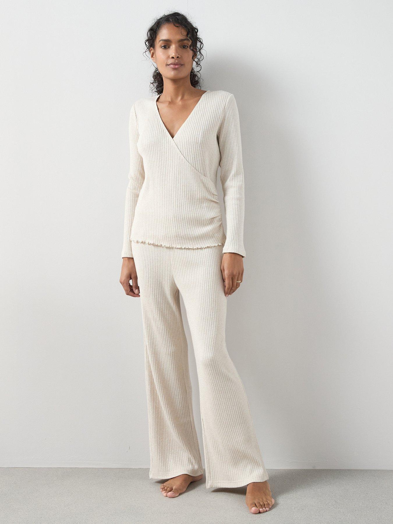 the-very-collection-lurex-wrap-long-sleeve-top-and-wide-leg-loungewear-set-beigeback