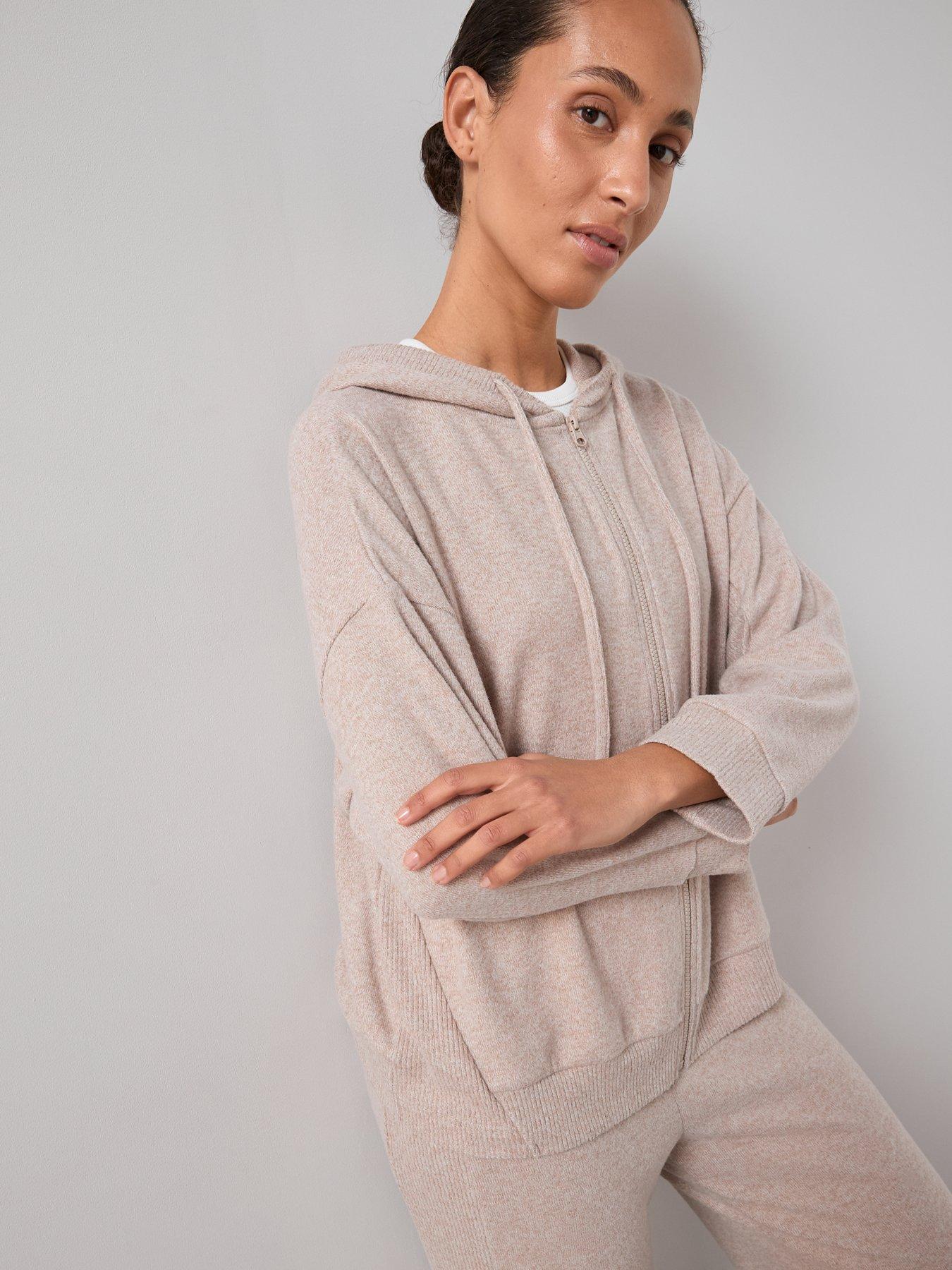 Image 4 of 6 of The Very Collection Soft Touch Rib Zip Up Loungewear Set - Beige