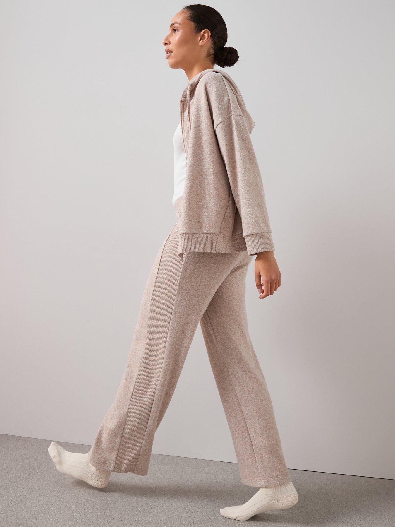 Image 6 of 6 of The Very Collection Soft Touch Rib Zip Up Loungewear Set - Beige