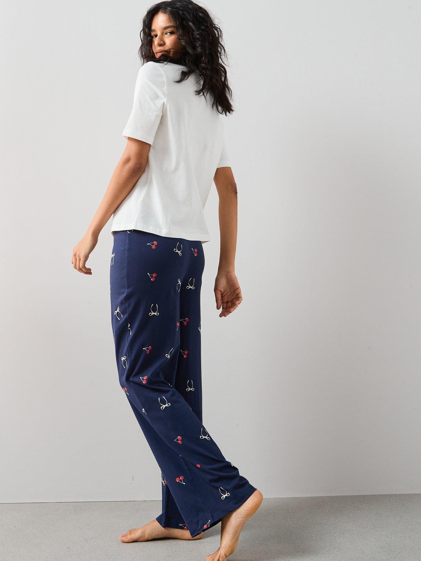 the-very-collection-v-neck-tshirt-bow-wide-leg-pj-set-navystillFront