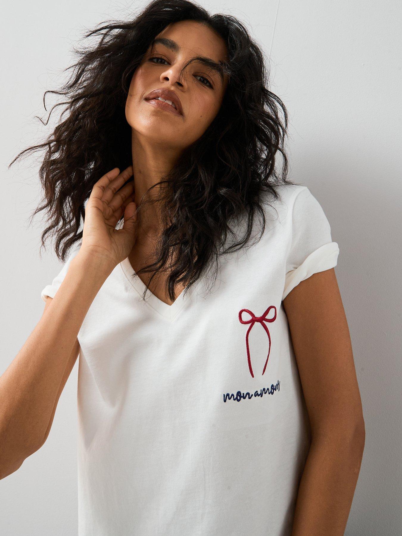 the-very-collection-v-neck-tshirt-bow-wide-leg-pj-set-navyoutfit