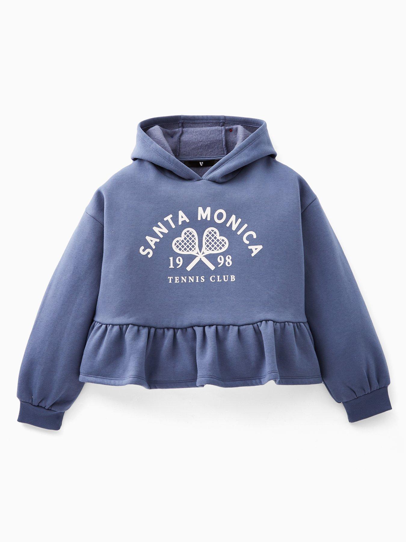 V by Very Girls Peplum Hoody - Dusky Blue