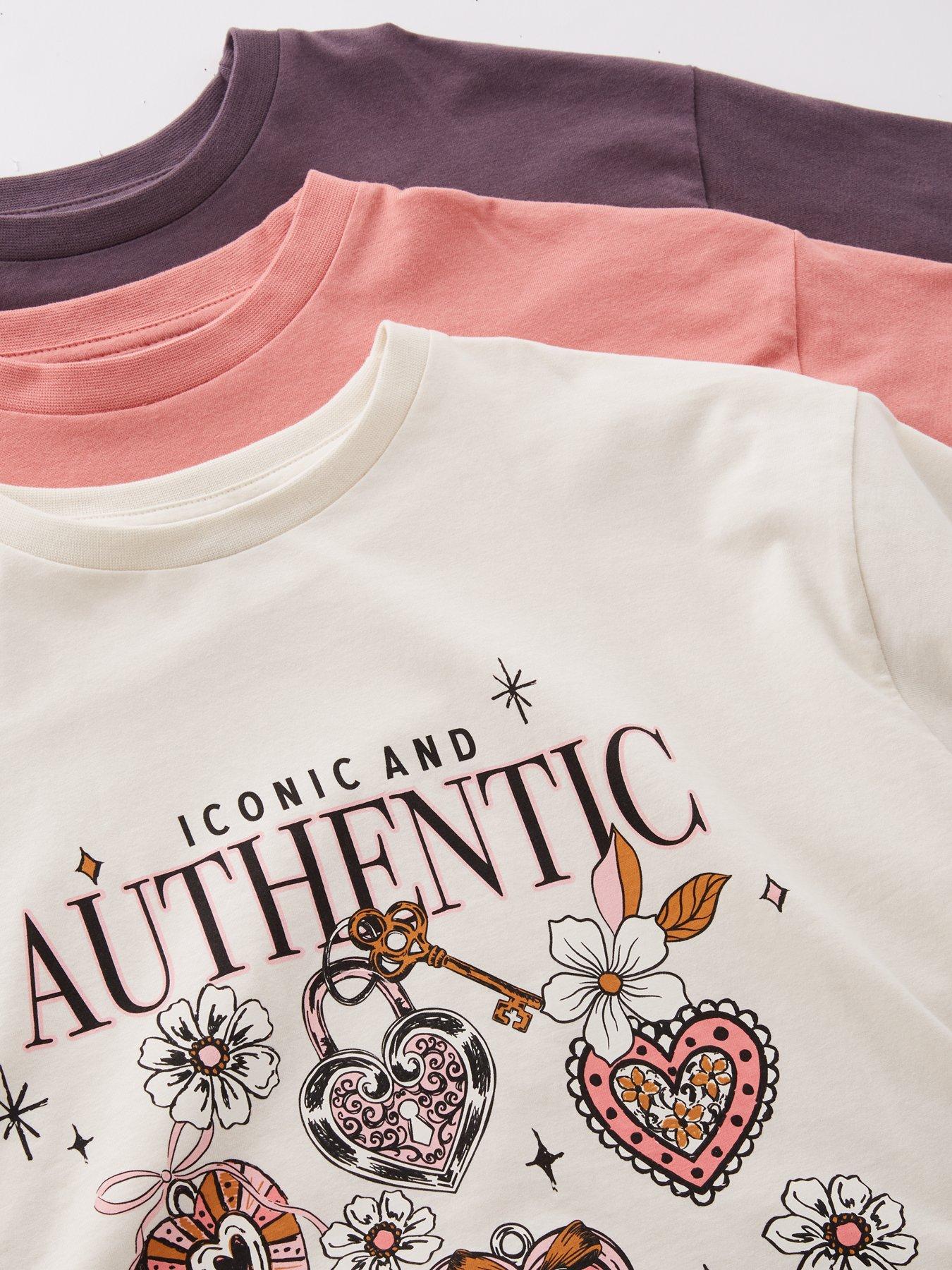 Image 4 of 5 of V by Very Girls Oversized 3 Pack Short Sleeve Tops - Multi