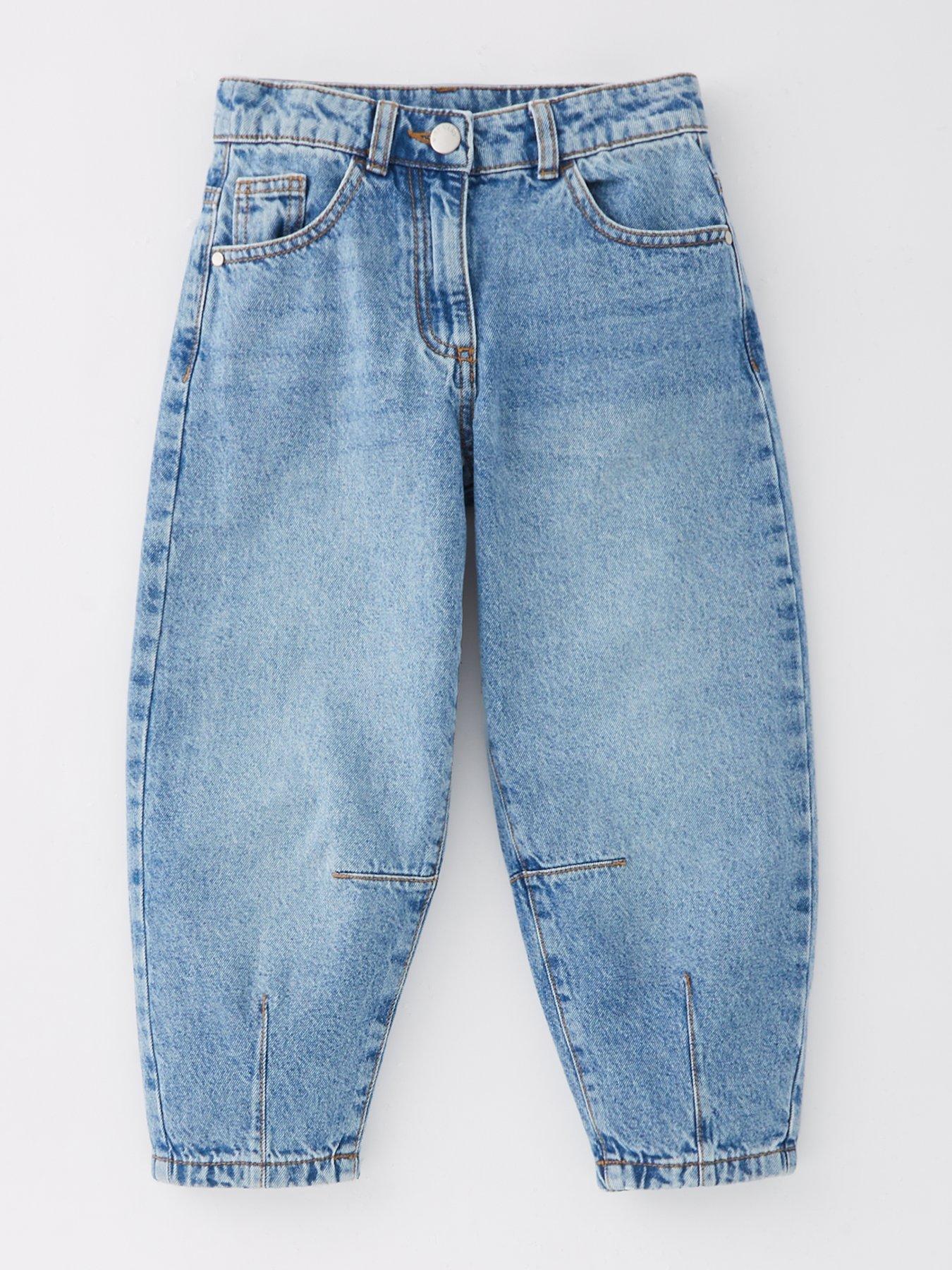 V by Very Girls Barrell Leg Jeans - Mid Wash